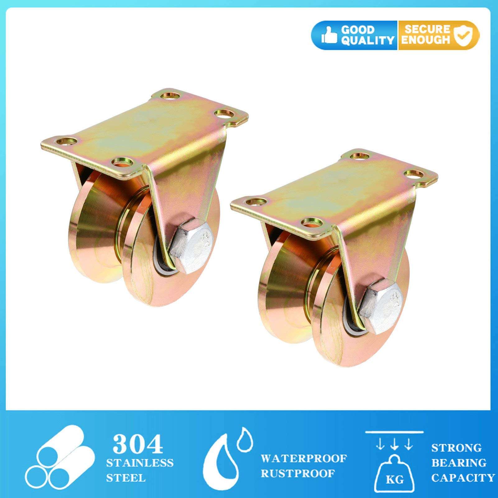 Balacoo 2pcs pulley v groove roller v groove track wheel mechanical cart roller U- Groove Track Wheel heavy duty rigid casters v groove casters Heavy Track Wheel U-groove Pearlescent steel 3