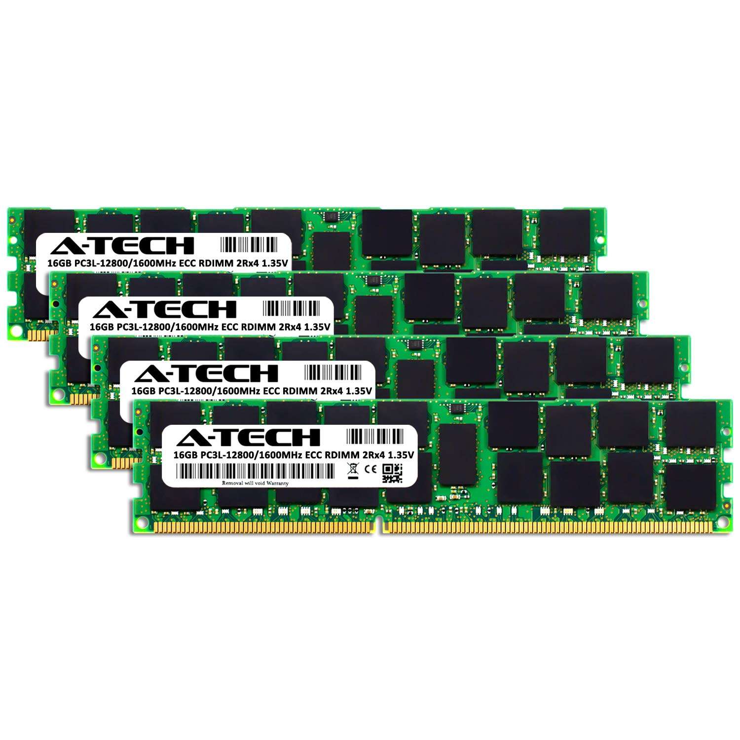 A-Tech 64GB (4x16GB) RAM for Dell PowerEdge R415, R515, R715, R815 Servers | DDR3 1600MHz ECC-RDIMM PC3L-12800 2Rx4 1.35V 240-Pin ECC Registered DIMM Server Memory Upgrade Kit 2