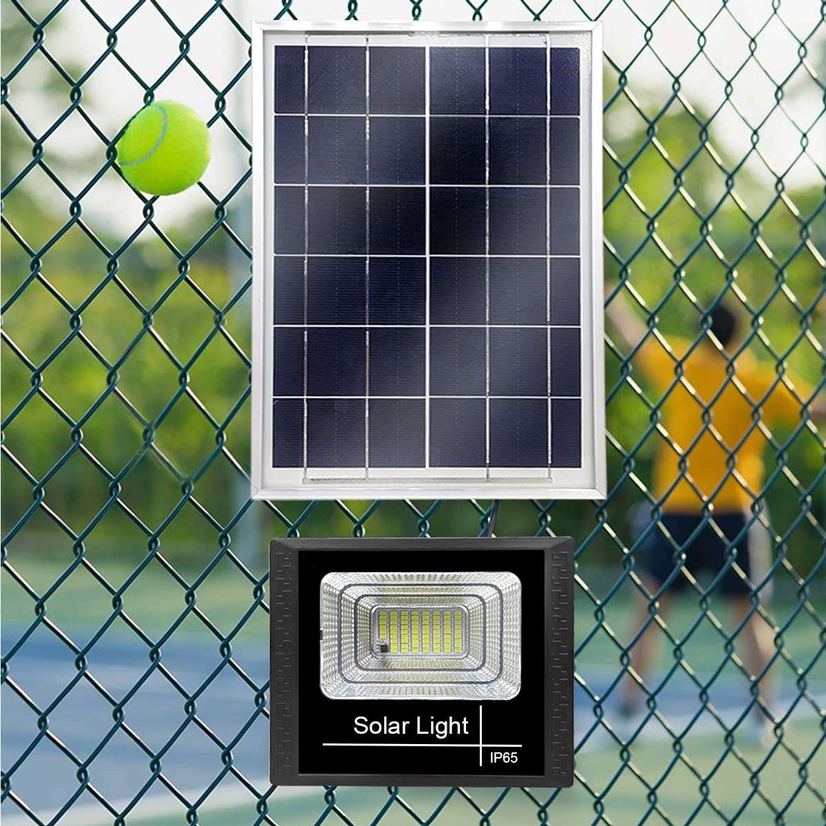 Epyz Solar Flood Lights Outdoor Remote Control Solar Led Lights IP65 Waterproof Solar Wall Lamp Floodlights for Gutter Shed [ Pack of 1, Cold White Light ] (Light Power 30W - 5000mAh, 69LED) 3