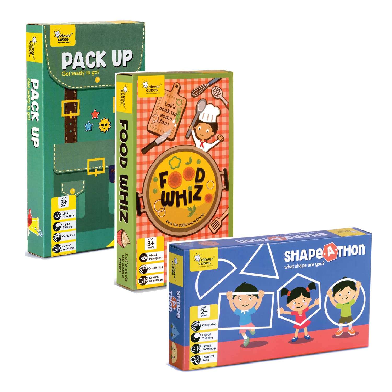 CLEVER CUBES EDUPACK: Brain Power: Pack of 3 Games: Games for Kids: Birthday Return Gift: Activity Games
