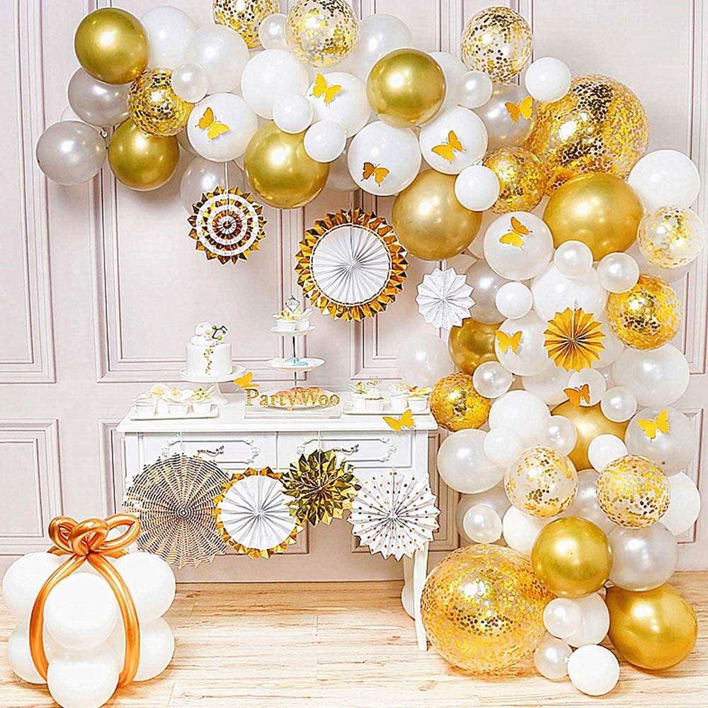 Balloon Arch Garland Kit 127pcs White Balloon Arch Kit gold balloon garland Wedding DIY Balloon arch Party Centerpiece Backdrop Background for the baby shower decorations 5