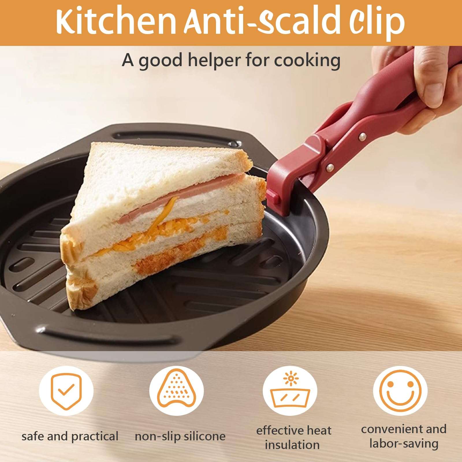 2 Pcs Hot Plate Gripper, Multi-Purpose Anti-Scald Bowl Holder Clip, Hot Bowl Holder, Pan Anti-Scalding Plate Gripper Clips Tongs Clamp for Kitchen 6
