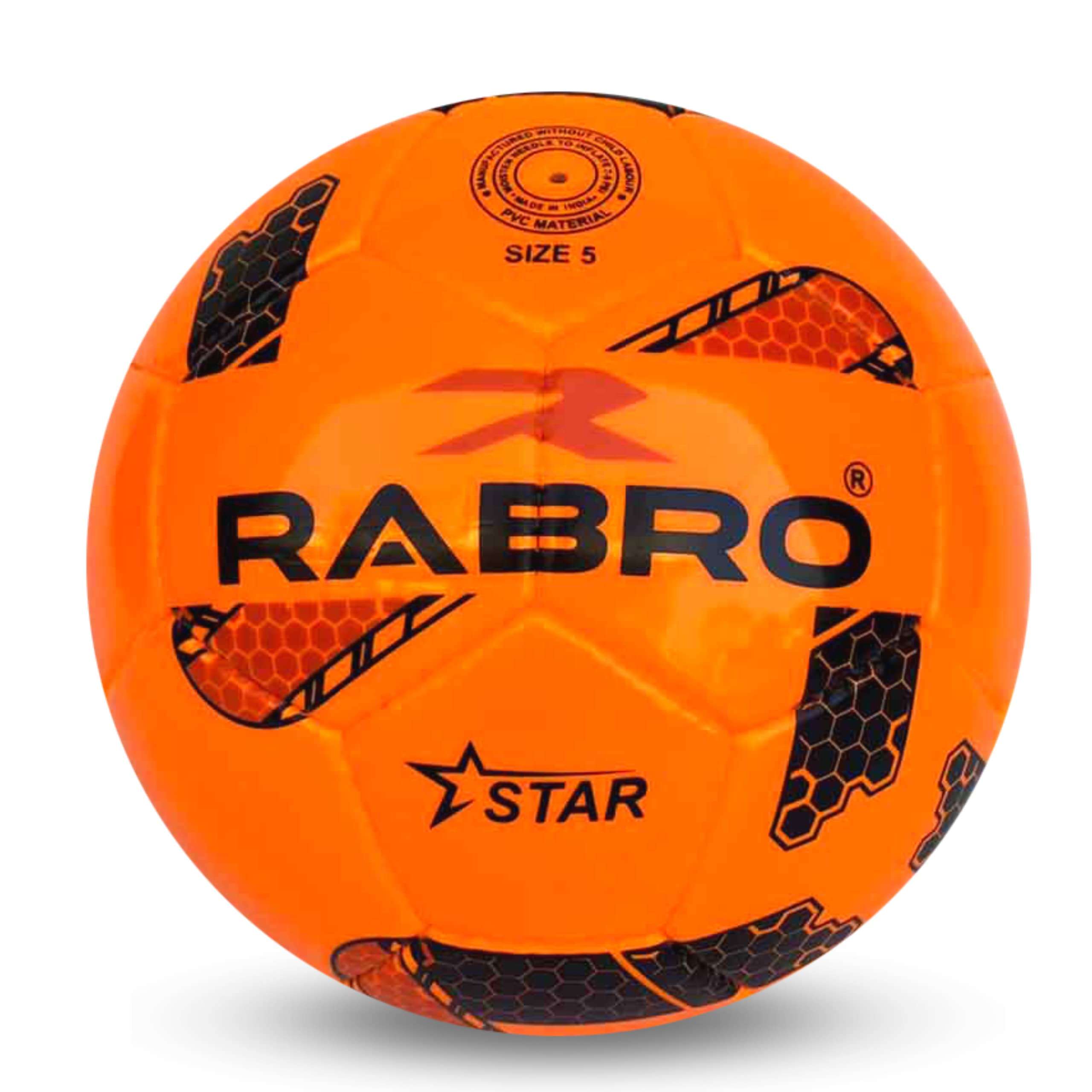 RABRO Football, Football Size 5, Orange Star Soccer PVC Football 1