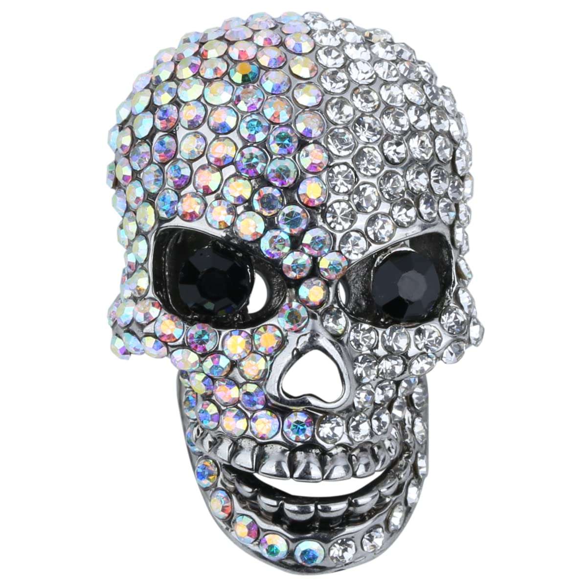 Szxc Women's Skull Pin Brooch, Moving Jaw, Sparkling Crystals, 1 1/2 inch, Women Biker Jewelry, Halloween costume Accessories 1