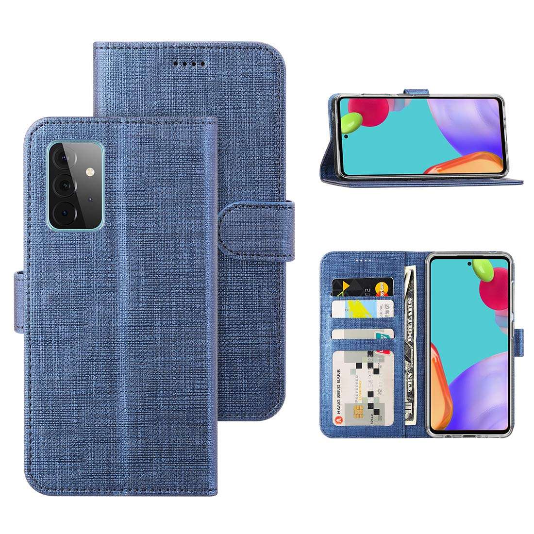 Feitenn Slim Flip Wallet Case for Samsung Galaxy A52 5G Phone Case, Leather Folio Cover Stand Card Slots Holder Magnetic Closure Bumper Shockproof Defender Shell for Samsung Galaxy A52 5G 2021 - Blue 1