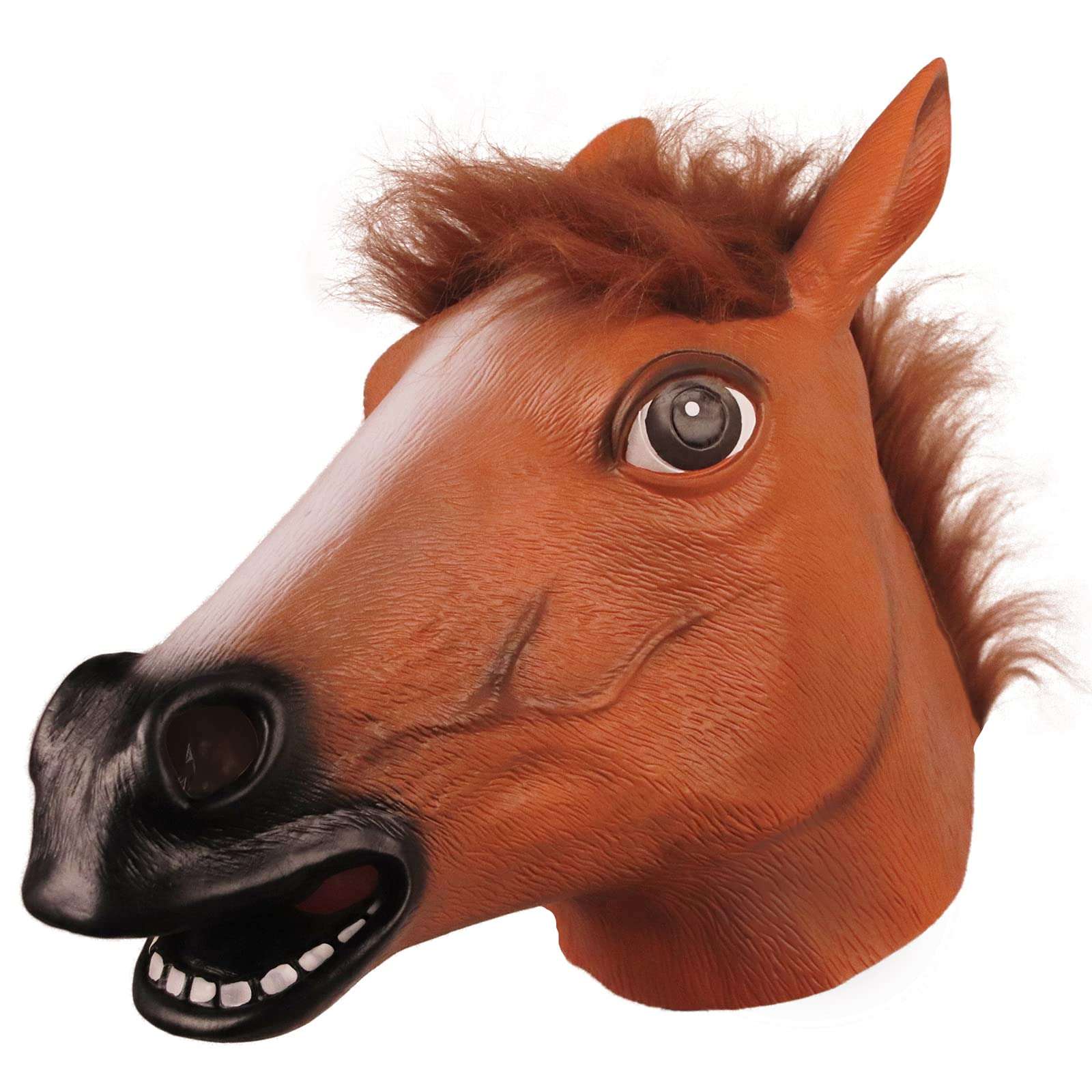 molezu Horse Mask, Creepy Horse Mask, Rubber Latex Animal Mask, Novelty Halloween Costumes, Brown Horse