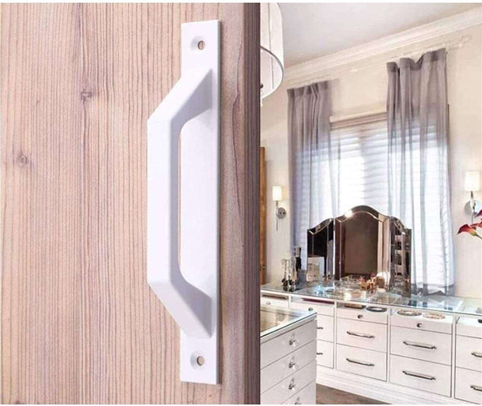 GIAOYAO 2 X Wooden Barn Sliding Door Handles 200 Mm High-Strength Aluminum Alloy Balcony Door Sliding Window Small Handle Room Door Handle(White) 4