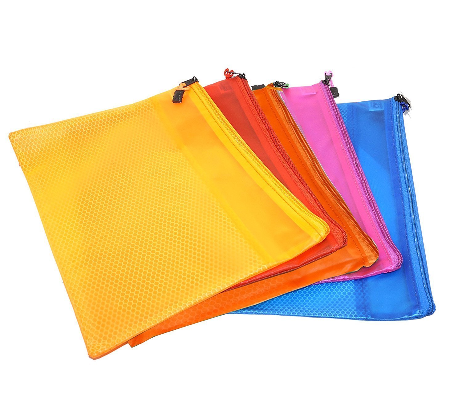 SNDIA 5-Pack Multicolor Mesh Zippered Pen Pencil Case &Travel Pouch (39 X 25 cm)