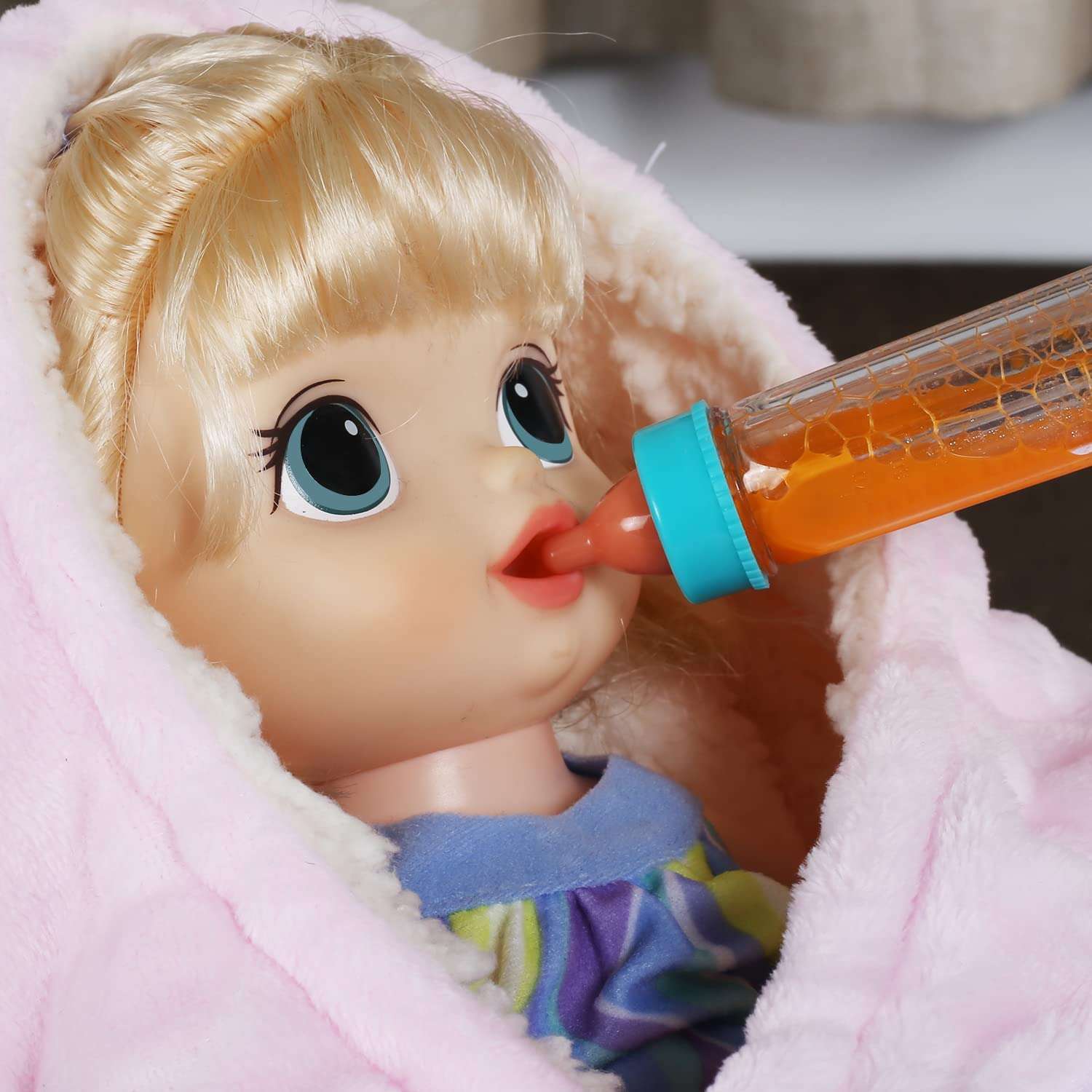 14 Pack Baby Doll Accessories, Baby Doll Feeding and Caring Set Includes Diaper Bag, Doll Diapers, Magic Bottle, Changing Mat for Girl Toddler Kid, Babies Pretend Play Set for Birthday Gift Christmas 4