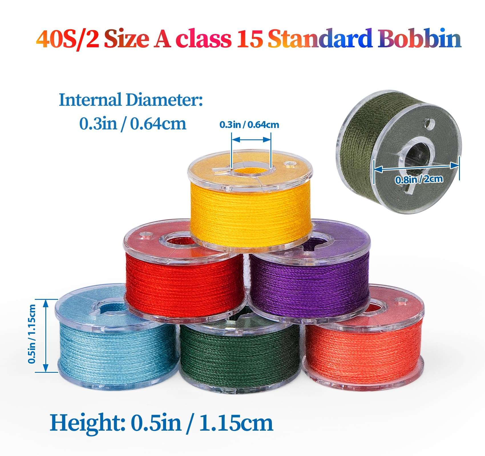 StiVerse 50Colors Sewing Bobbins Thread with Bobbin Box, SizeA Class15 PrewoundBobbin Thread for Sewing Machine,PolyesterThread Compatible with Singer/Brother/Janome/Embroidery Machine 3