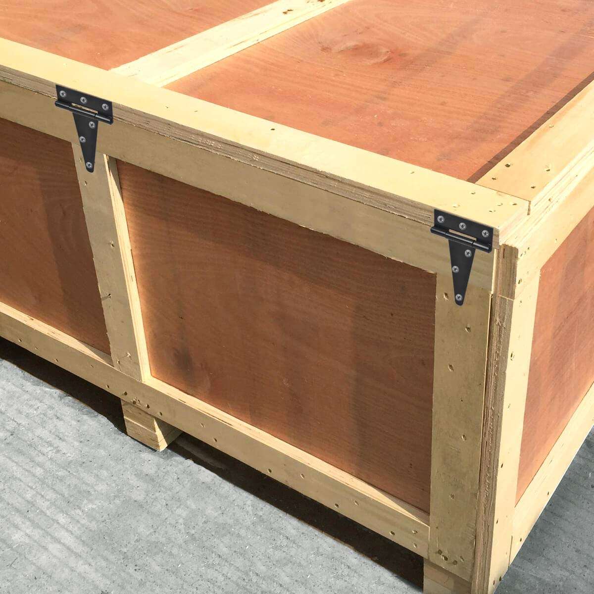 4 Inch Heavy Duty T Strap Shed Door Hinges 6 PCS Black Barn Door Gates Tee Hinge Wrought Hardware Iron Rustproof 5