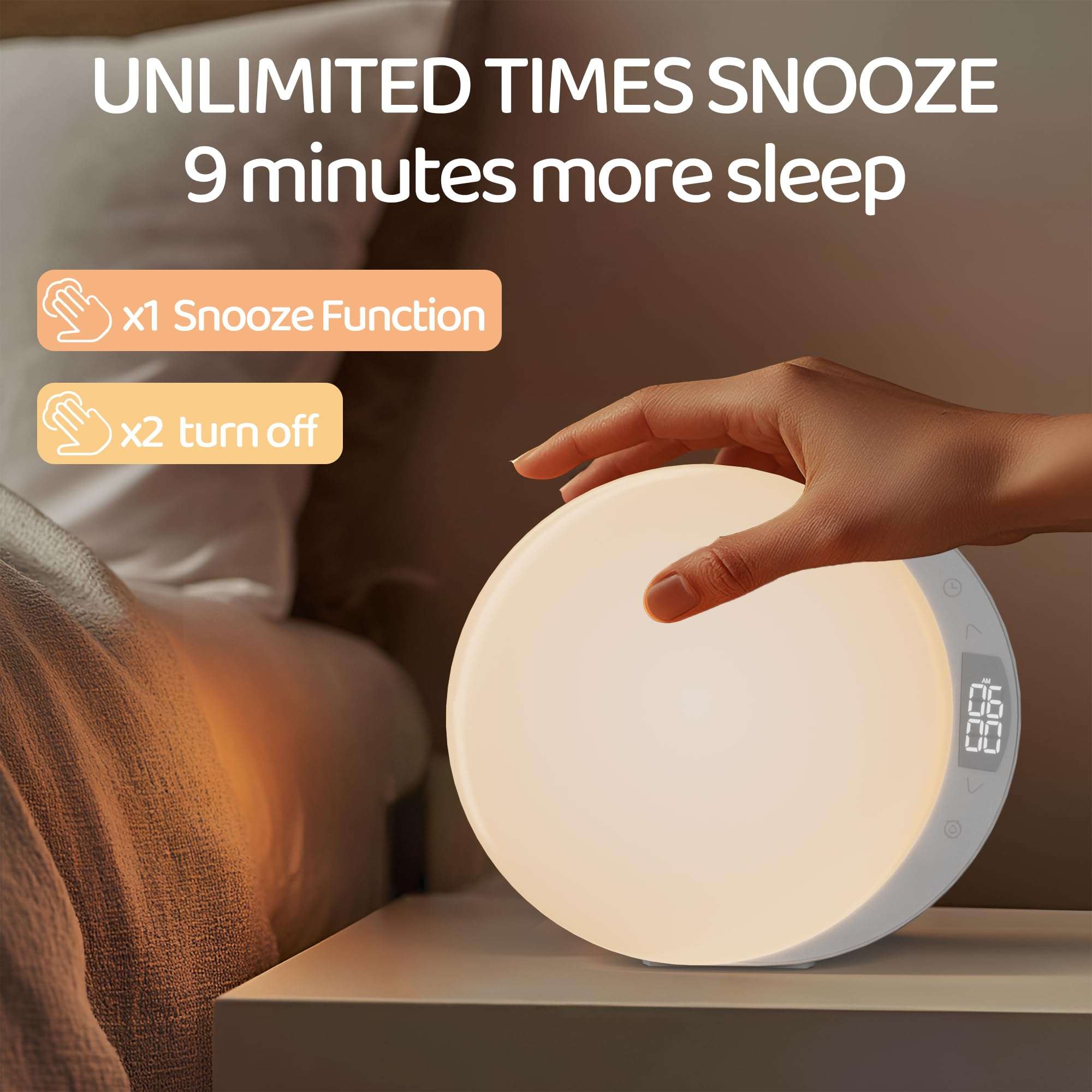 ANTDALIS Sunrise Alarm Clock for Heavy Sleepers Adults, Wake Up Light Dimmable Night Light for Kids Teens Bedroom Home Decor Girls Boys Women Gifts, 20 Color and Touch Control, Snooze, White 5