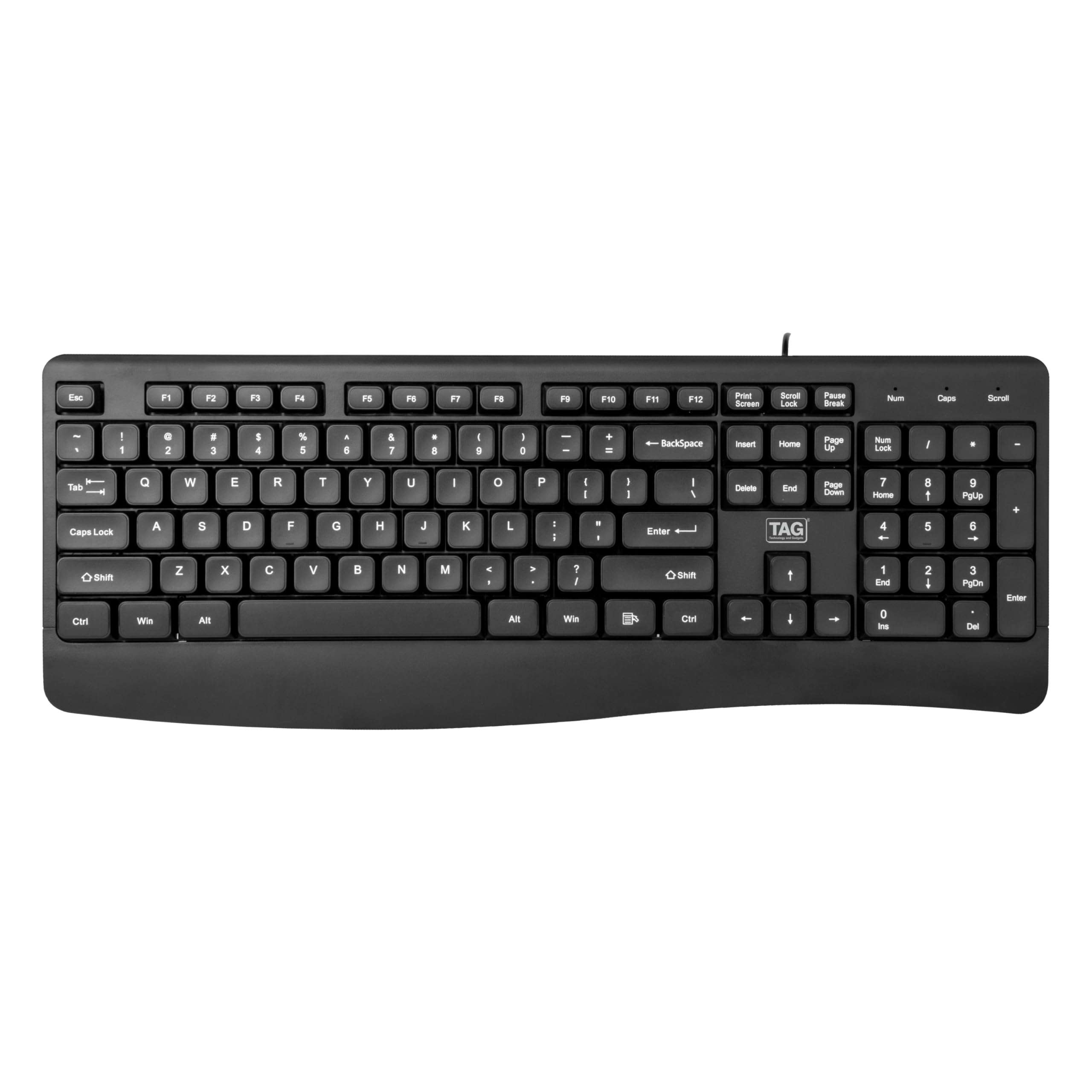 TAG Office Wired Keyboard | USB Plug and Play | Full Size Keyboard with Numeric Keypad | 104 Silent Membrane Keys | 10 Million Keystrokes | Compatible with PC, Laptop, Mac 1