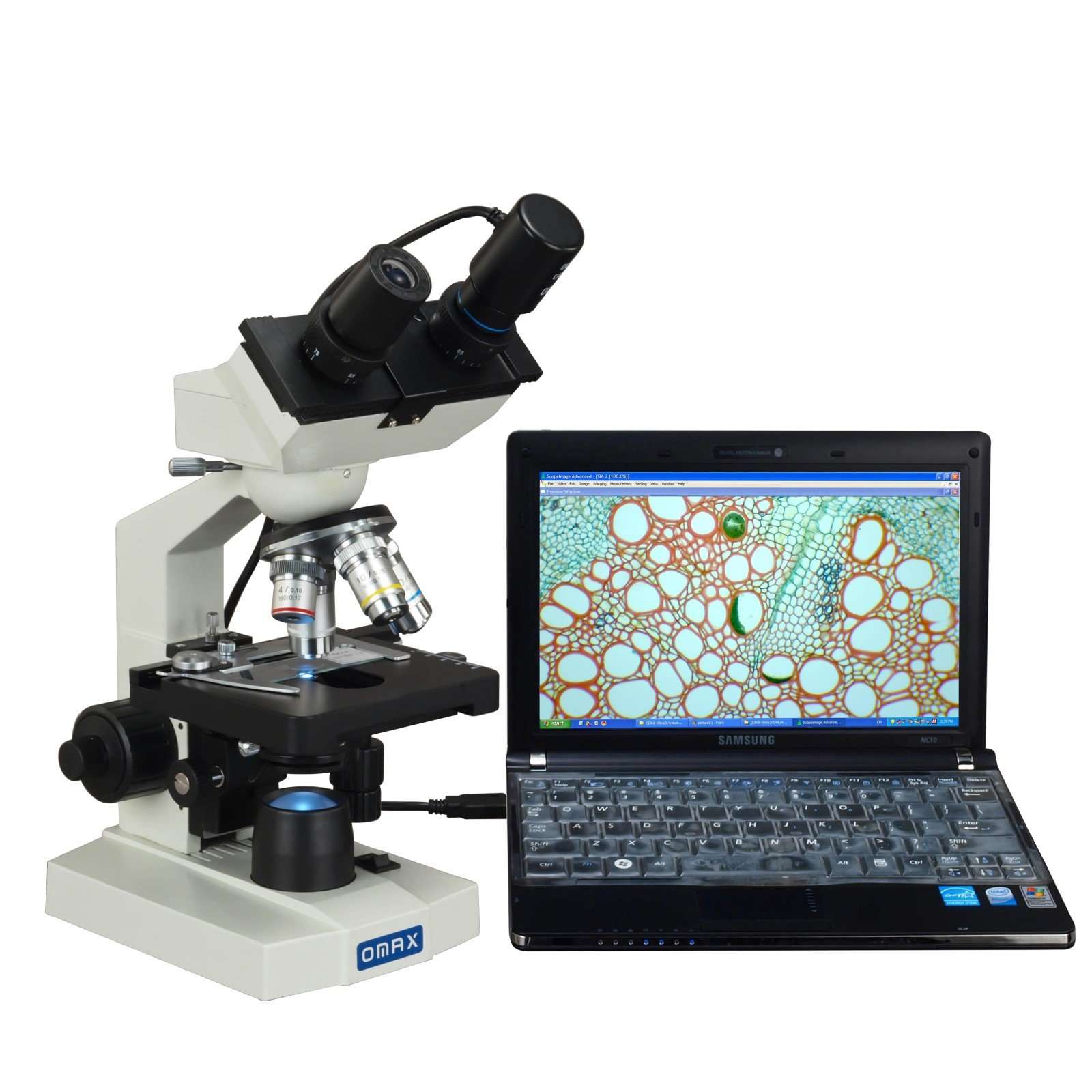 OMAX 40X-1000X Digital Lab LED Binocular Compound Microscope with Double Layer Mechanical Stage and USB Digital Camera 1