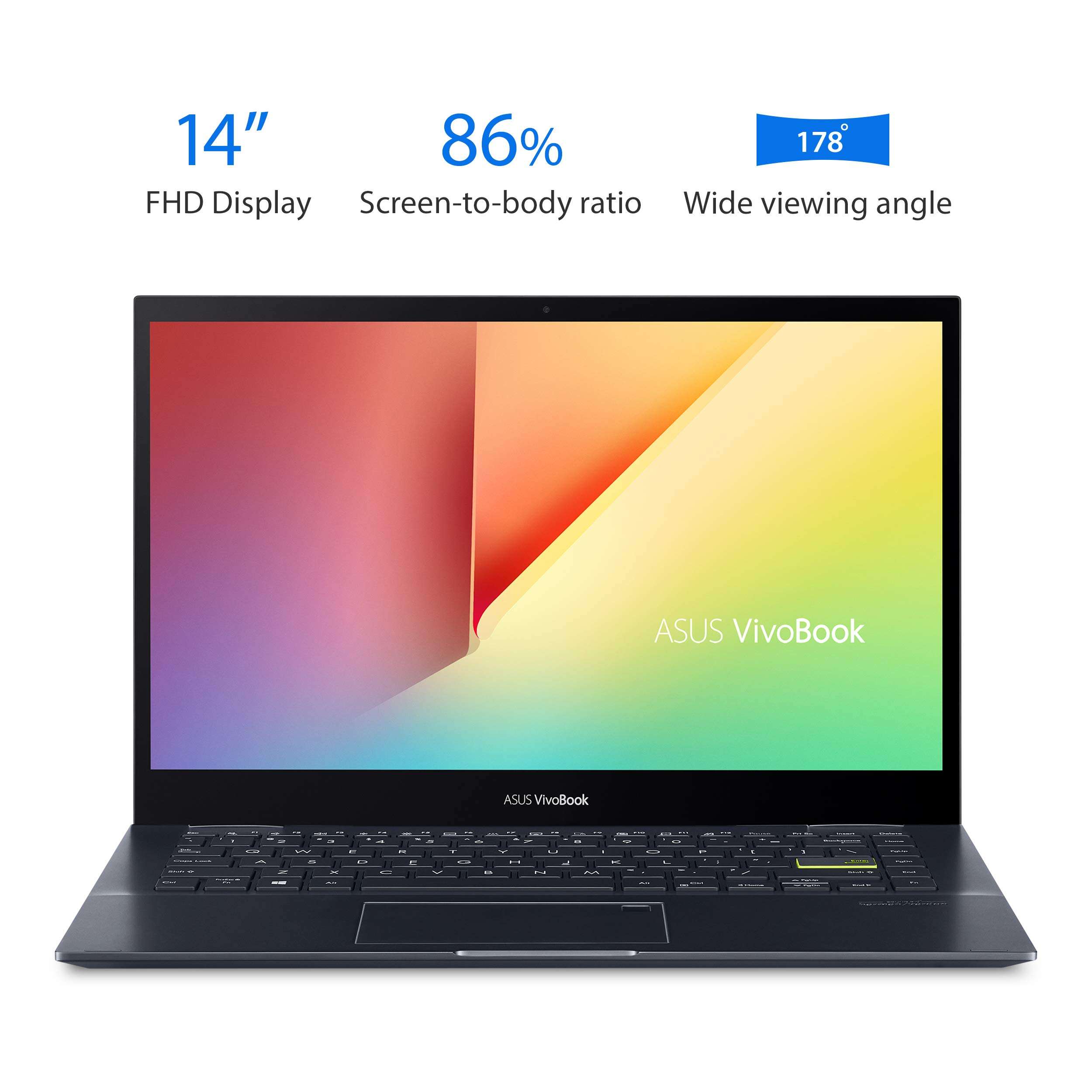 ASUS VivoBook Flip 14 Thin and Light 2-in-1 Laptop, 14” FHD Touch Display, AMD Ryzen 7 5700U, 8GB RAM, 512GB SSD, Stylus, Windows 10 Home, Fingerprint Reader, Bespoke Black, TM420UA-DS71T 2