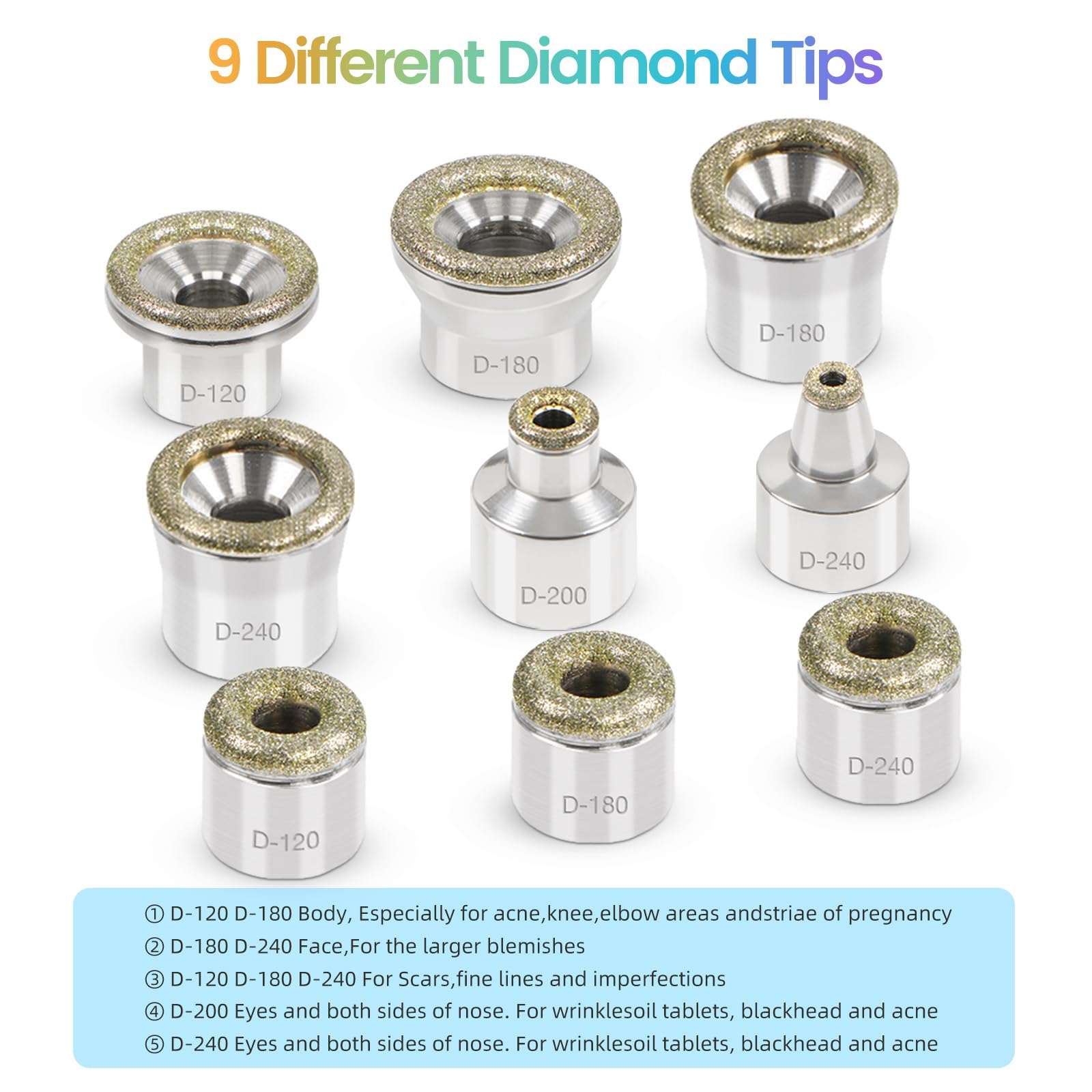 Diamond Micro-Derma-Dermabrasion Machine, 3 IN 1 Dermabrasion Facial Machine 0-68cmHg Suction Power, Professional Diamond Glow Facial Machine with Spray Kit, Home Use Facial Skin Care Equipment 5