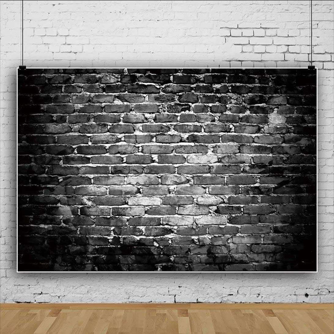 Old Black Brick Wall Photography Backdrop 10x8ft Grunge Gloomy Broken Brick Wall Photo Background Girls Boys Adult Portrait Baby Shower Birthday Party Event Decor Banner Photo Studio Props Vinyl 5