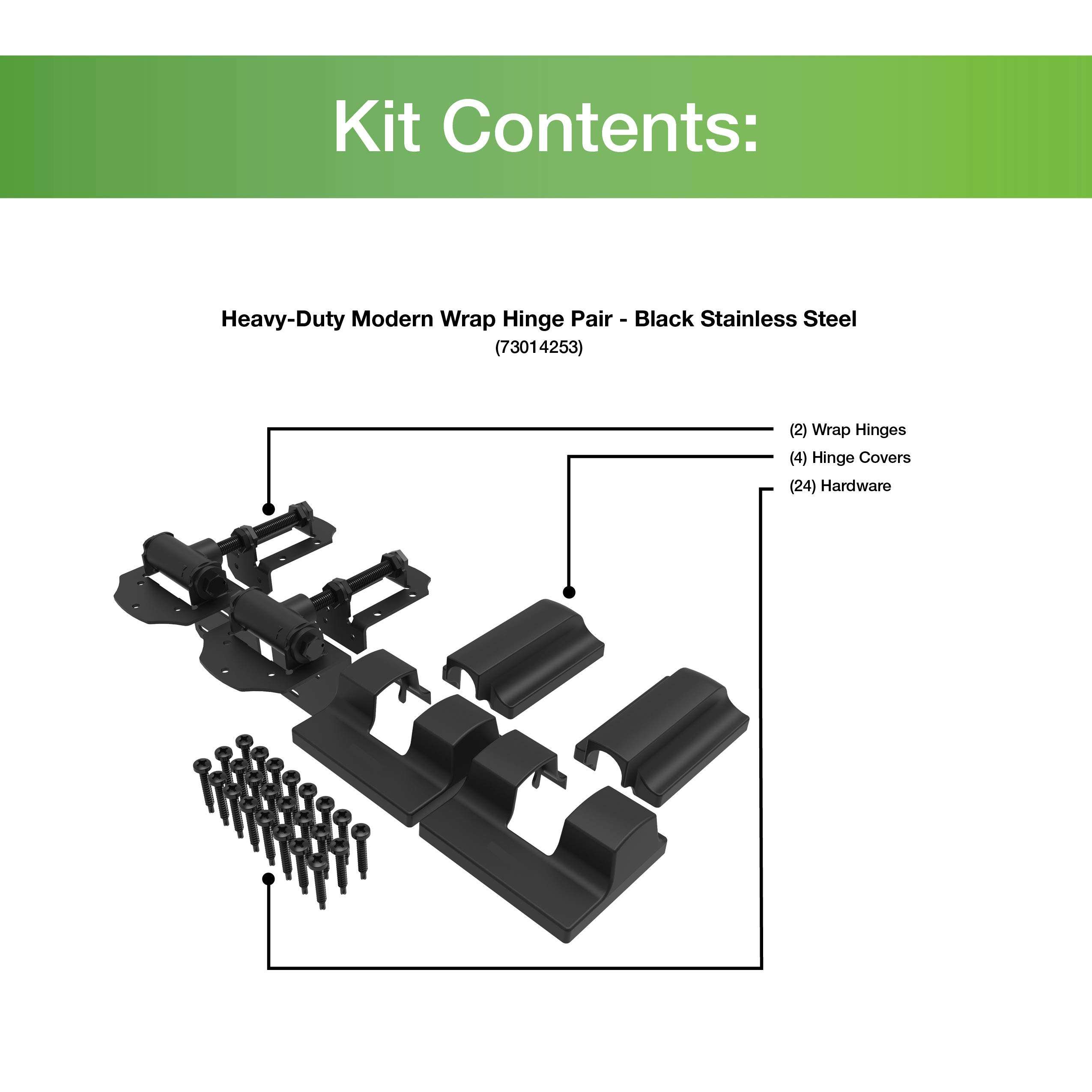 Barrette Outdoor Living 73014253 Heavy-Duty Modern Wrap Hinge Pair, Black 2