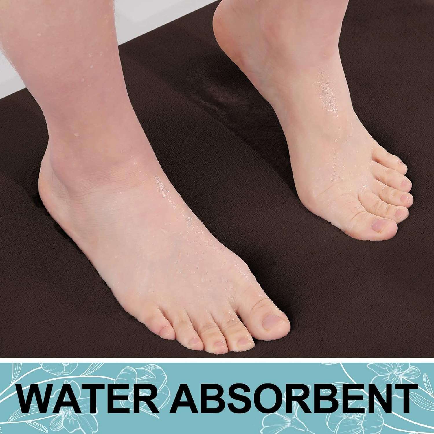 NTBAY Bath Mat Runner Long Narrow Bathroom Rug Memory Foam Microfiber Bathroom Carpet Non Slip Soft Absorbent Washable Bathrug, Brown - 16" x 47" 3