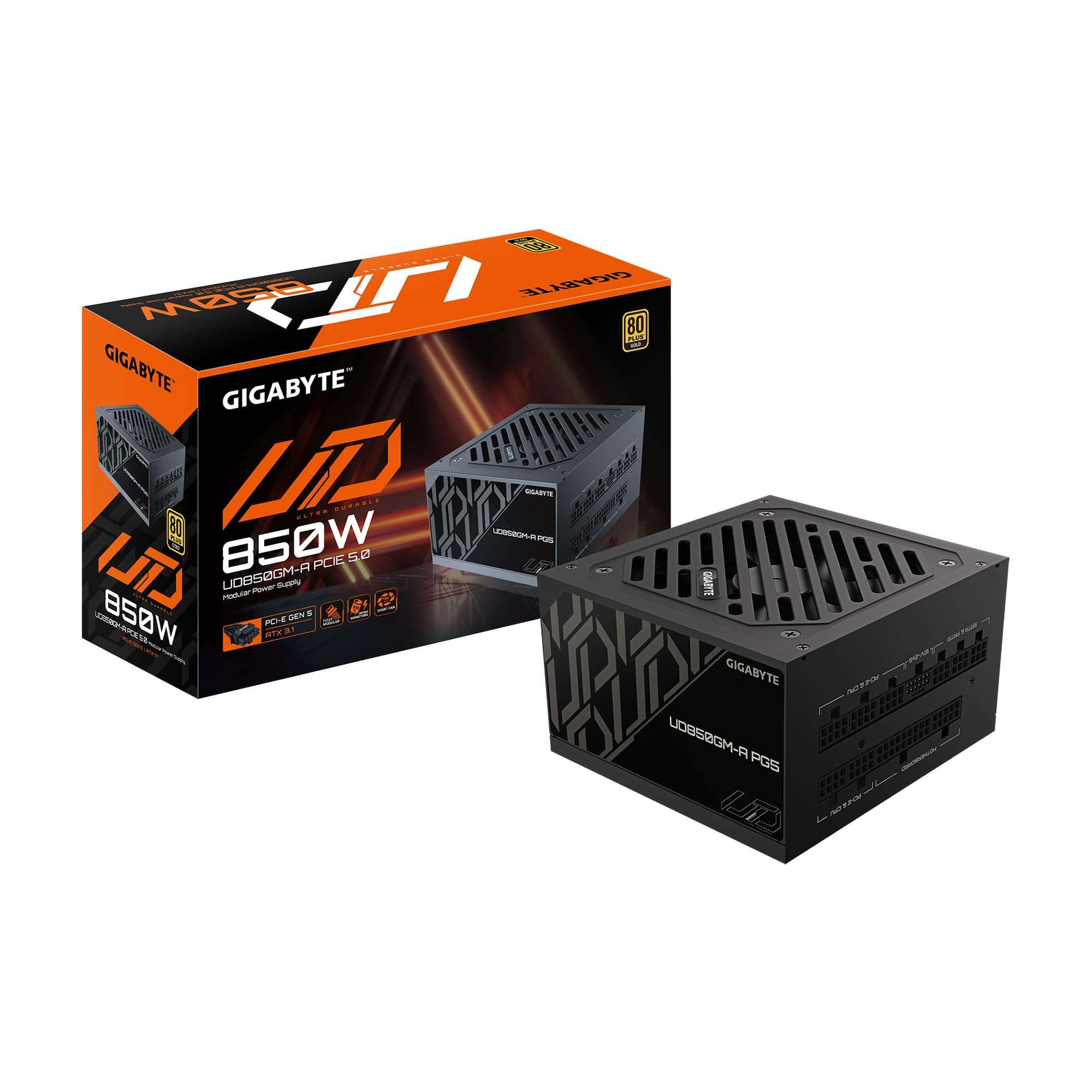 GIGABYTE 850W PSU - 80 Plus Gold Certified - PCie 5.0 and ATX 3.1 Ready - Fully Modular Power Supply (GP-UD850GM-A PG5) 2