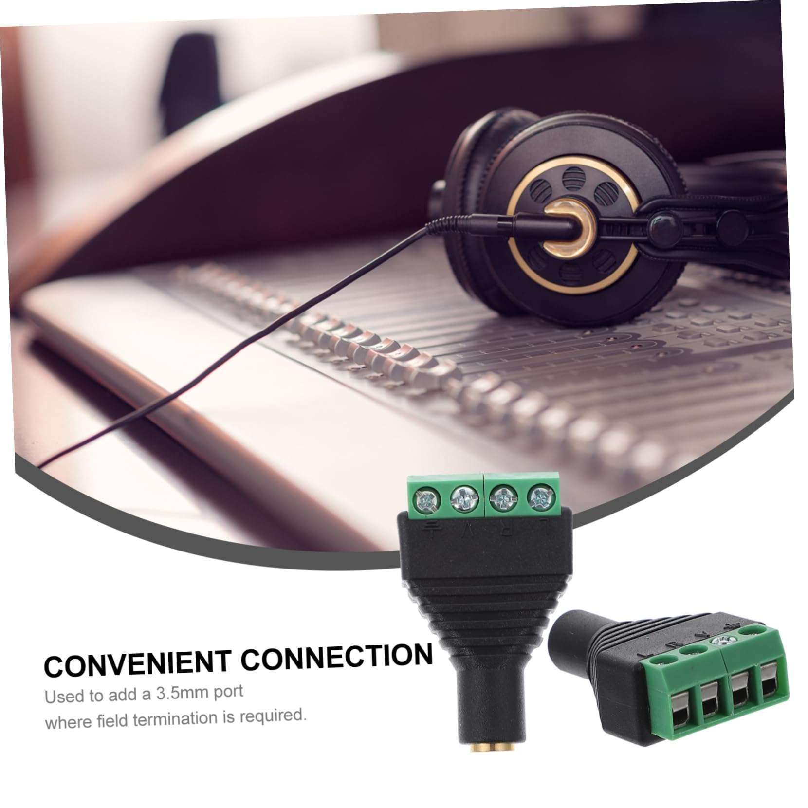 KICHOUSE Copper Plastic 3.5mm Stereo Terminal Gold Plated for Transfer 4pcs Panel Mount Jack Female Terminal Connectors 4