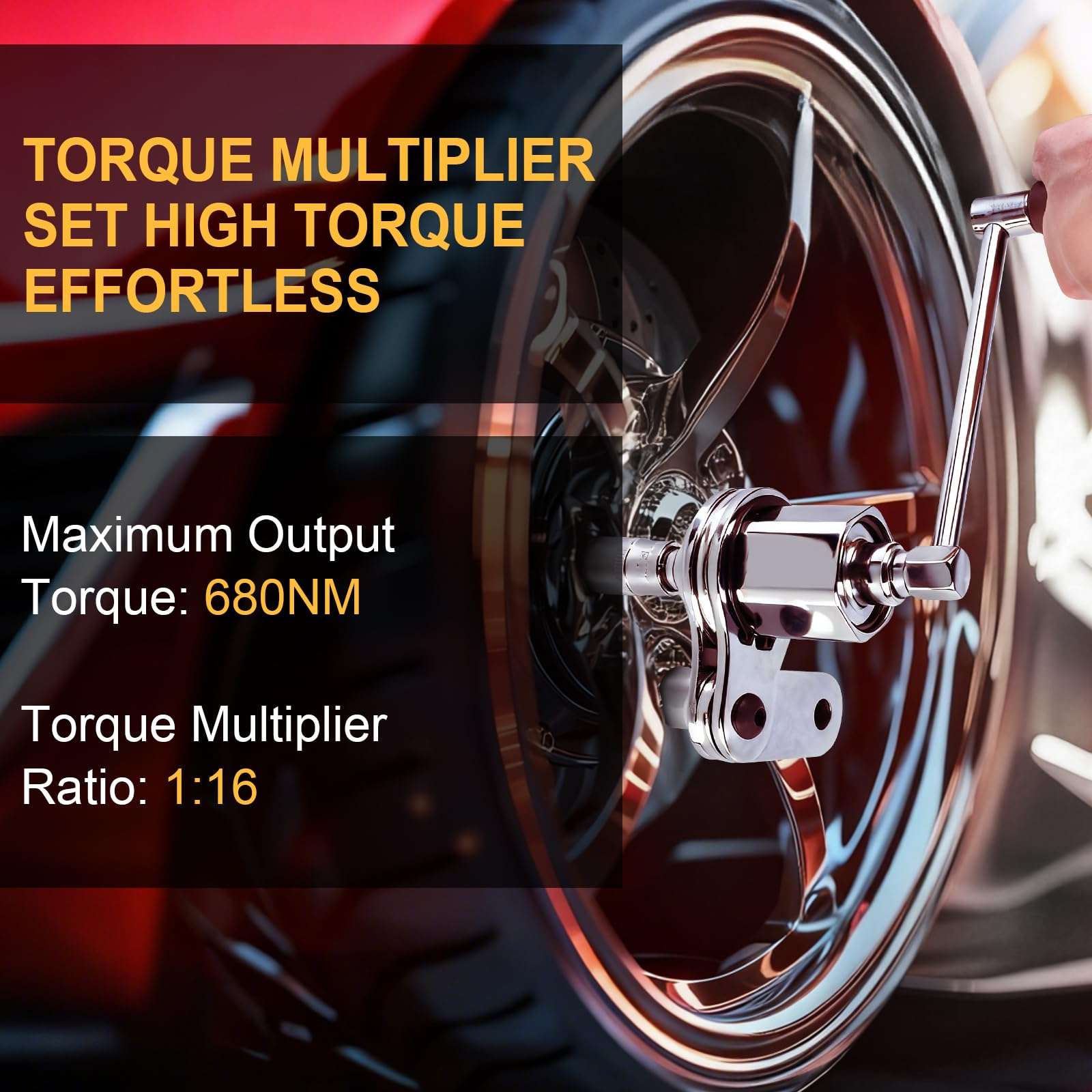 Loksun Torque Multiplier Wrench Set, Heavy Duty Labor Saving Lug Nut Remover, 1/2" Drive Square, 1:16 Gear Ratio Hand Lug Nut Wrench Kit for Automotive Tire Nuts Removal (Max 680NM) 6