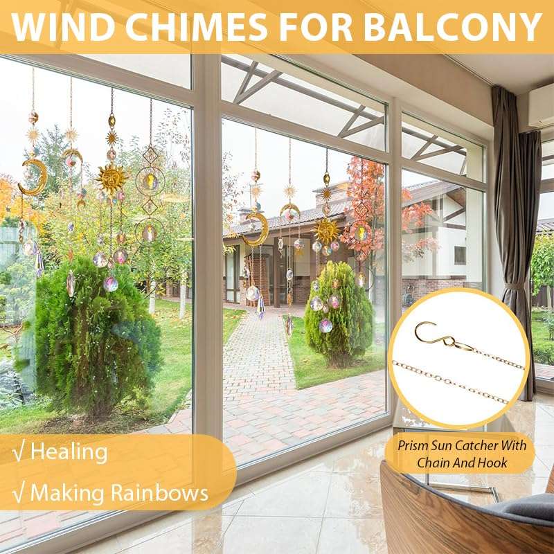 HASTHIP® 4Pcs Crystal Sun Catcher Hanging Charms for Home Decor, Glittering Reflective Colorful Sun Light Catcher Hanging Ornaments for Window, Room, Balcon 5