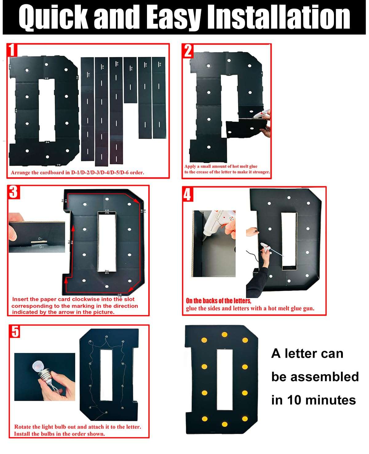 LANGXUN 40inch Black Grad Letters Kit, Large LED Marquee Light Up Letters for Graduation Party Decorations 2024, Class of 2024 School Grad Party Supplies Indoor/Outdoor Home Door Décor 6