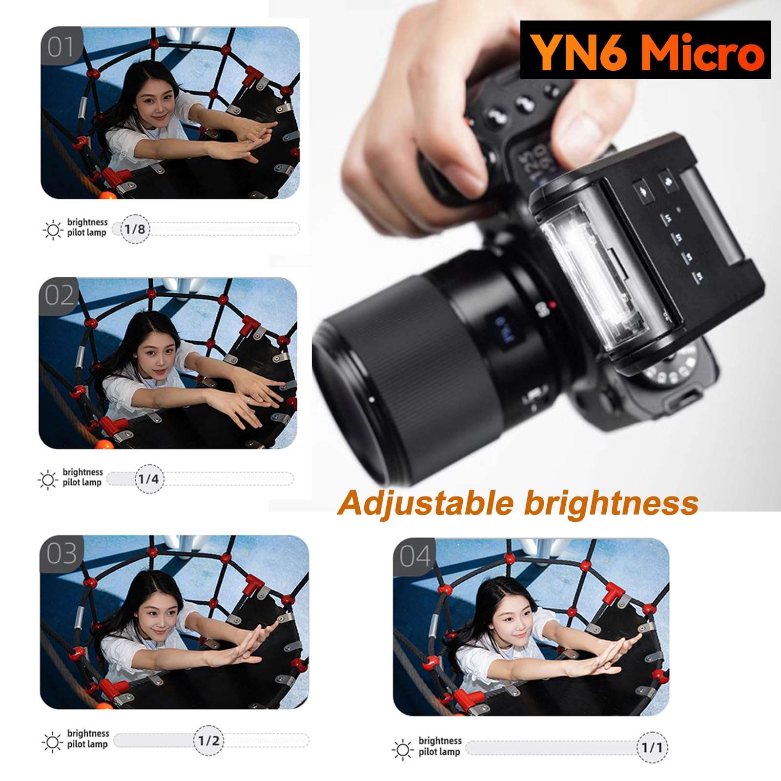 YONGNUO Flash YN6 Mini Camera Flash- 700mAh/Type-c Charge/3s Recycle/Manual, Universal Hot Shoe Flash Speedlite for Canon, Nikon, Olympus, Fuji and Other DSLR Cameras (Universal Hot Shoe Flash Black) 5