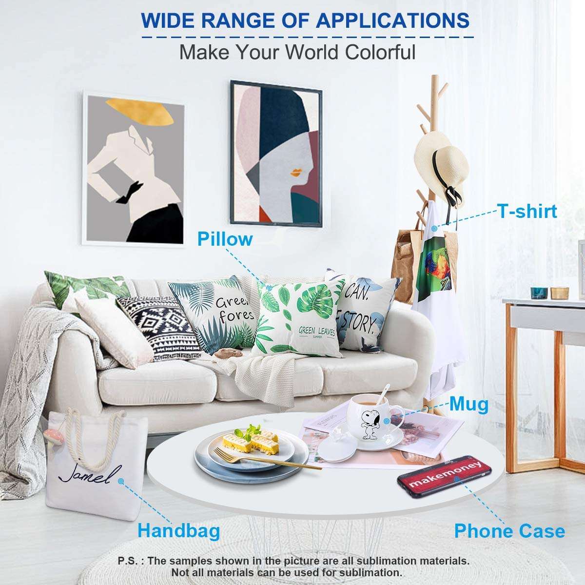 CoYlBod Sublimation Ink Inkjet Printers Refillable Ink Cartridge CISS for T702XL Workforce WF-3520 WF-3720 WF-3725 WF-3730 WF-3733 ET-3760 XP-320 XP-434 XP-440 Heat Press Transfer on Mugs, T-Shirt 4