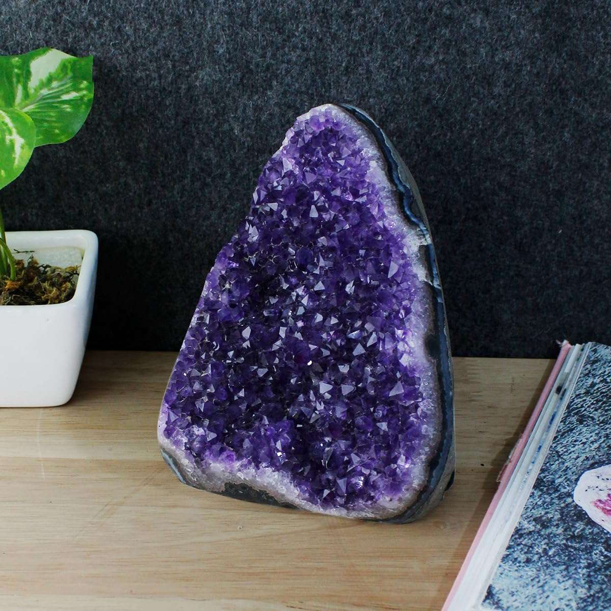 9Dzine Amethyst Artigas Violet Quartz Gemstone Dark Purple Amethyst Cluster Point Geode 1600-1800 Gm Amethyst Cluster Gemstone Cave Mineral Specimens Amethyst Cluster Big Point for Decoration 3