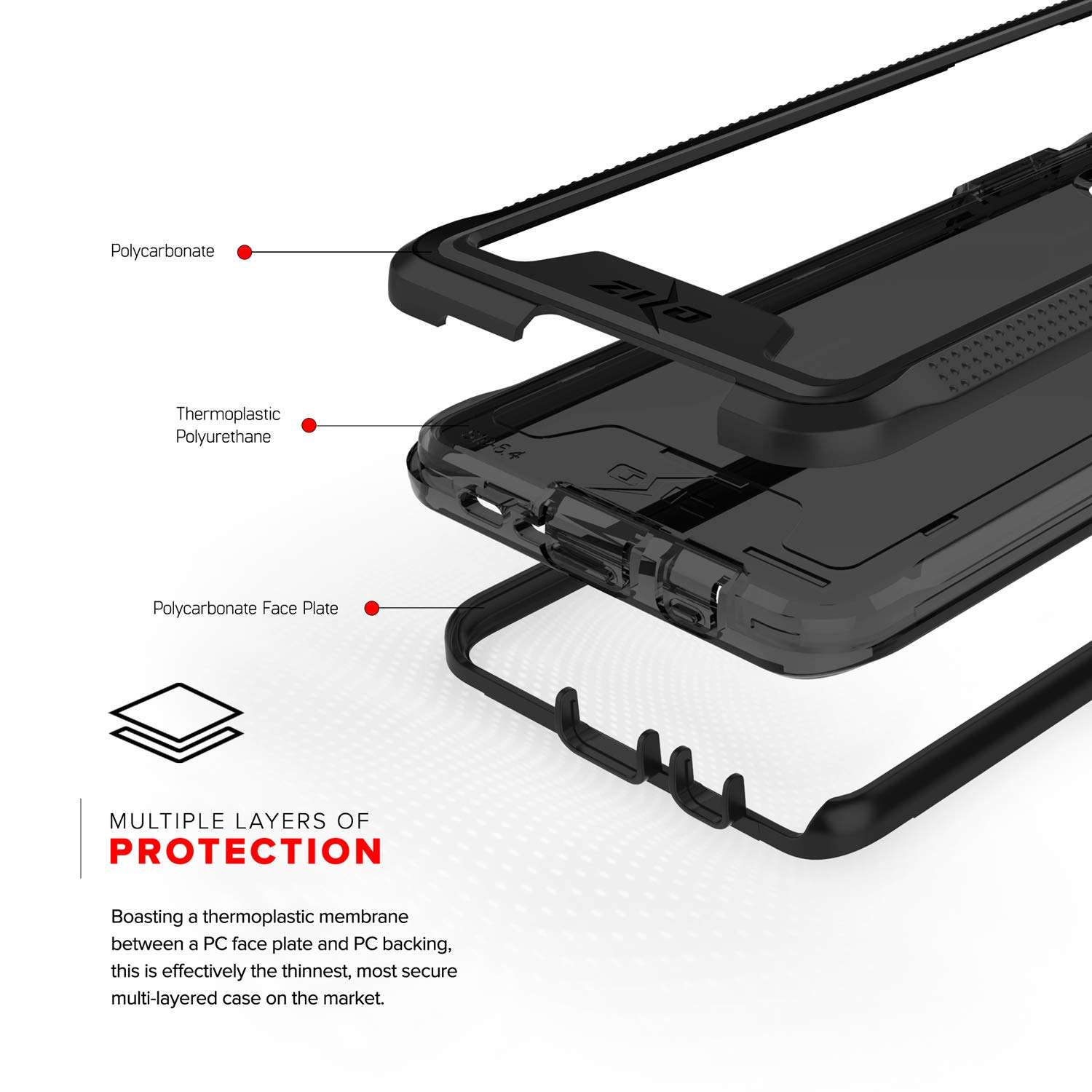 ZIZO ION Series for Samsung Galaxy S10 Plus Triple Layered Hybrid Case Military Grade Drop Tested Black Smoke 5