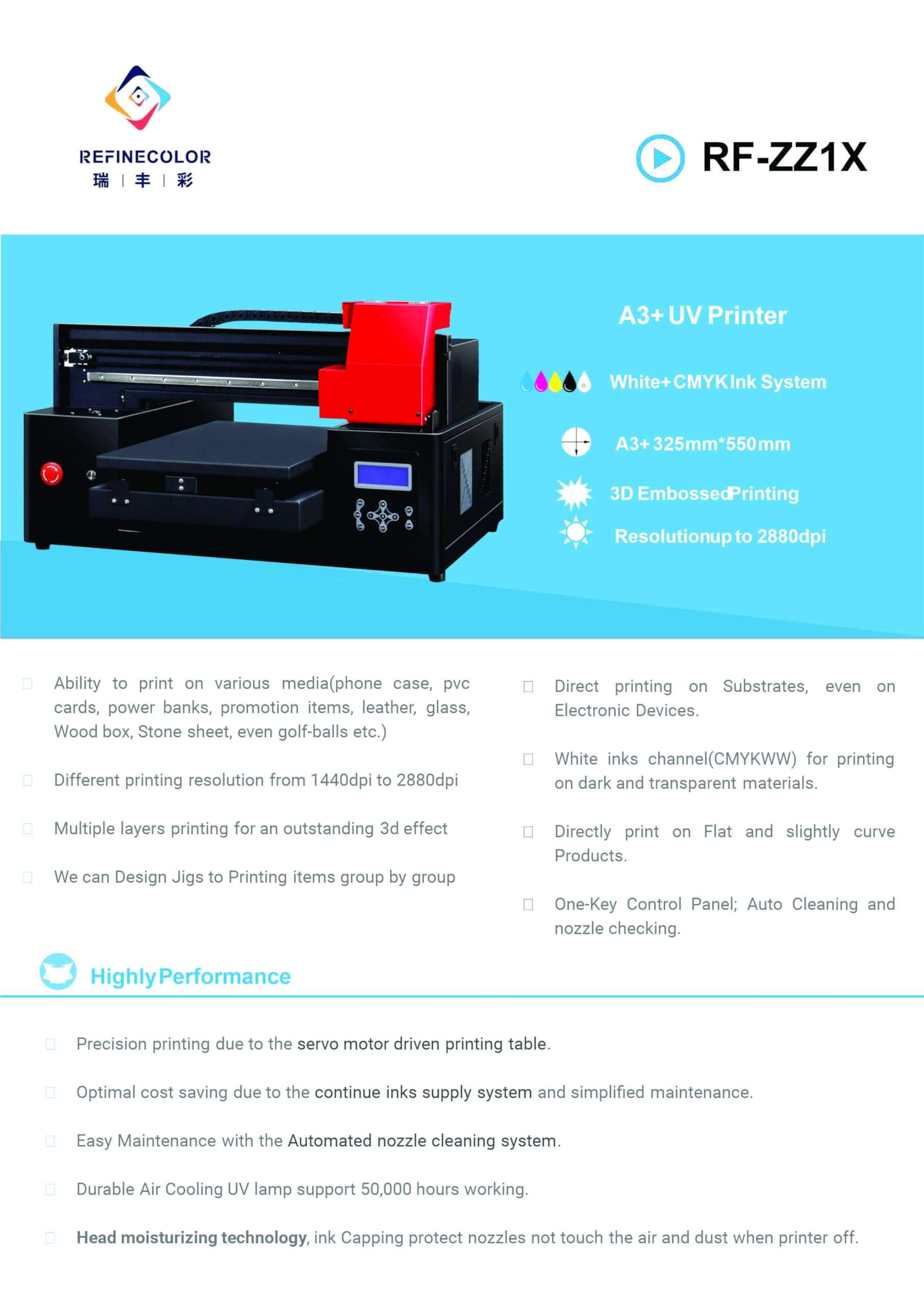 Generic UV Flatbed Printer ZZ1S 11.8"" inches A3 UV Printer 3050 XP600 UV Printer Machine by Jay's Printers and refinecolor, Black 3