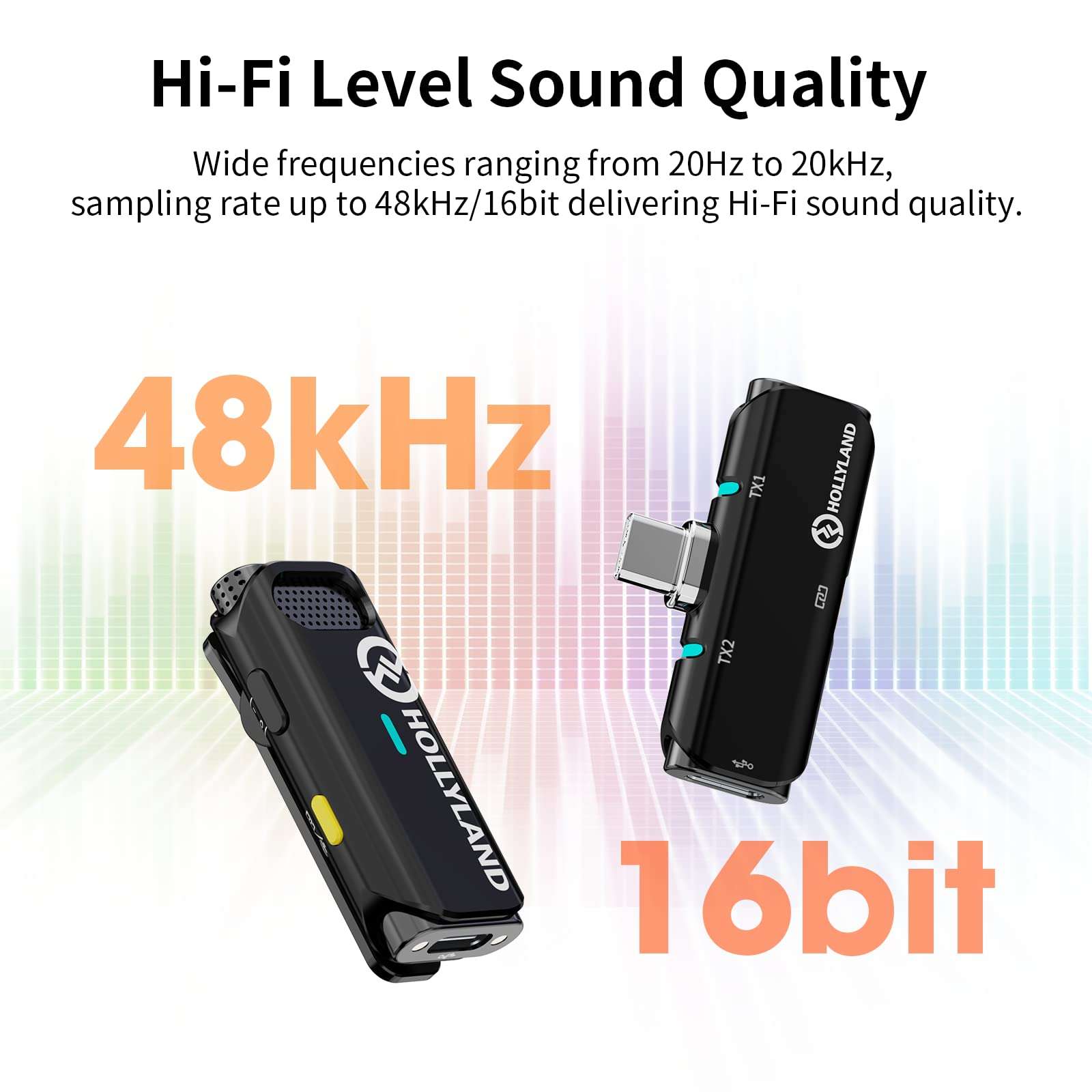 Hollyland Lark C1 Wireless Lavalier Microphone for Type C Android, Dual-Channel Lapel Mic with Noise Cancellation, 650FT 8H, Plug-Play Wireless Mic for Video Recording, Vlog(Android Black) 2