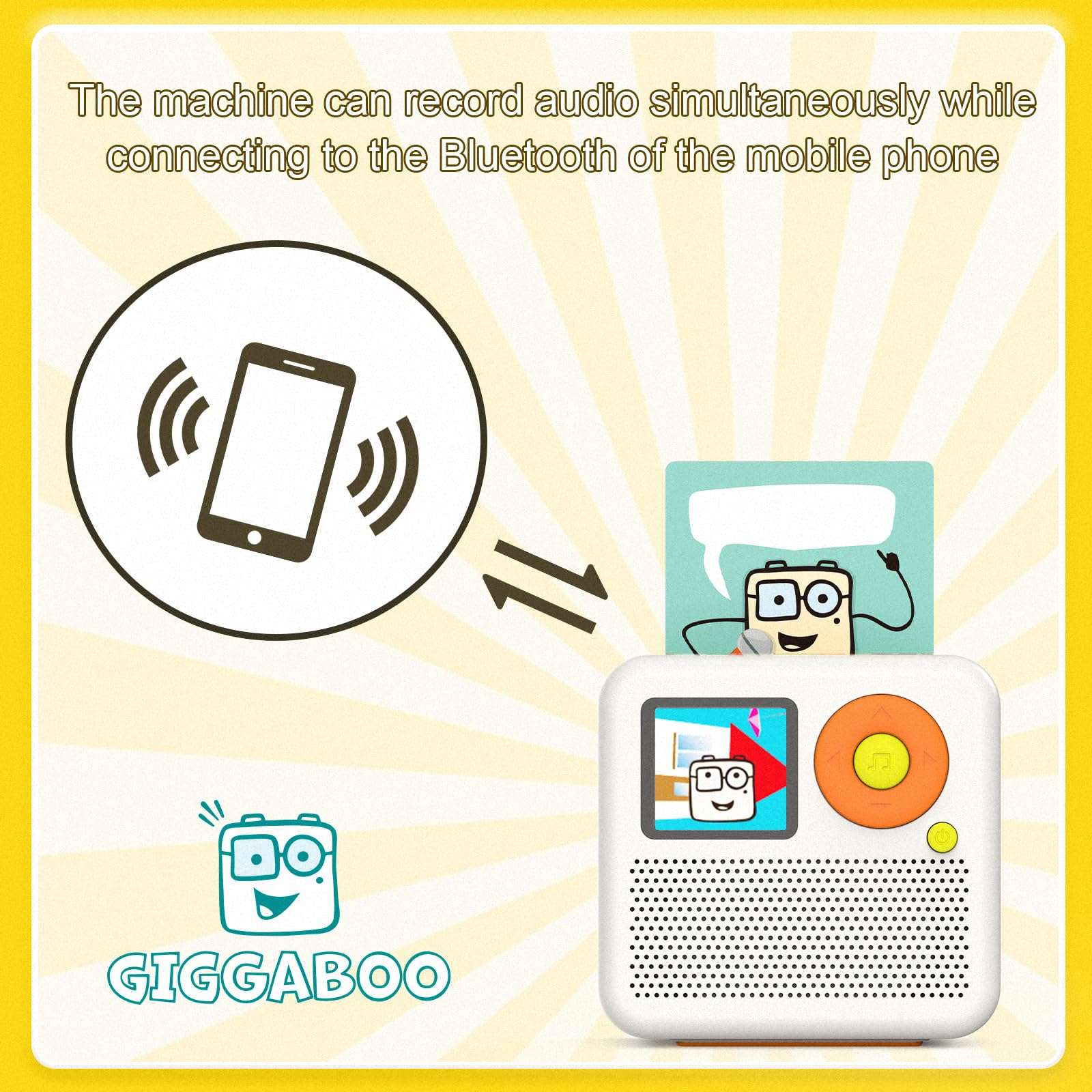 Qiaojoy Giggaboo + Make Your Own Cartd Cards Bundle - Audio Player, Bedtime & Playtime Travel Device with Pizza Hero Set, Make Your Own Card, Bluetooth-Compatible Speaker or Use with Headphones 4
