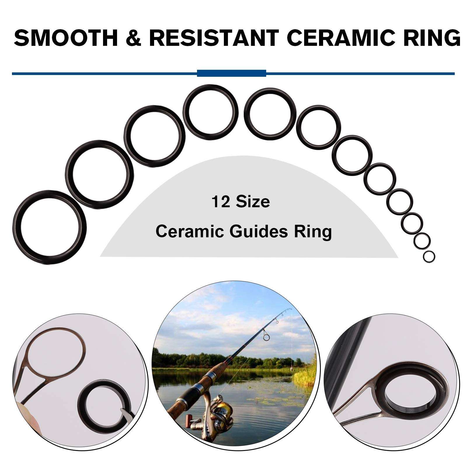 Dovesun Fishing Rod Repair Kit 20PCS Fishing Rod Guide Repair Kit Rod Ceramic Guides Ring 20# (0.73in/18.7mm)-20PCS 2
