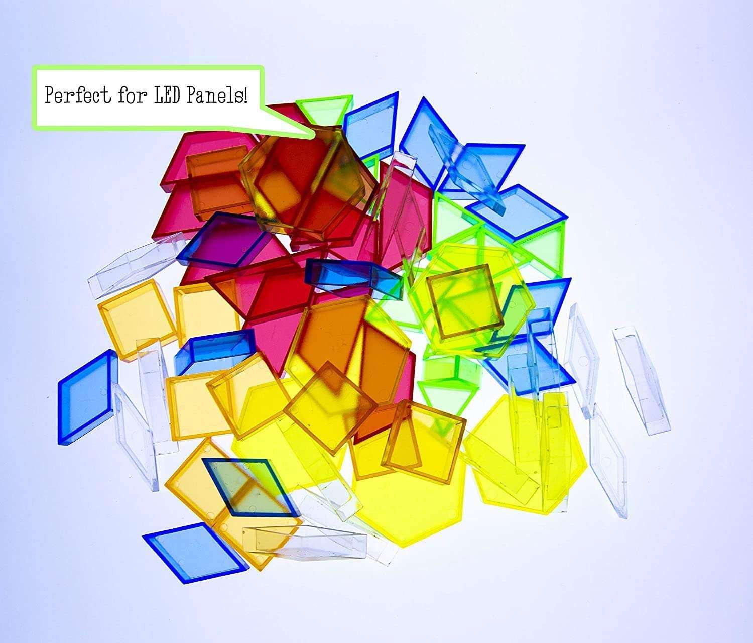 Think Fast Toys | Translucent Geometric Pattern Blocks for Early Education | 72-Piece Set | Assorted Colors | STEM & Home Learning Toys 6