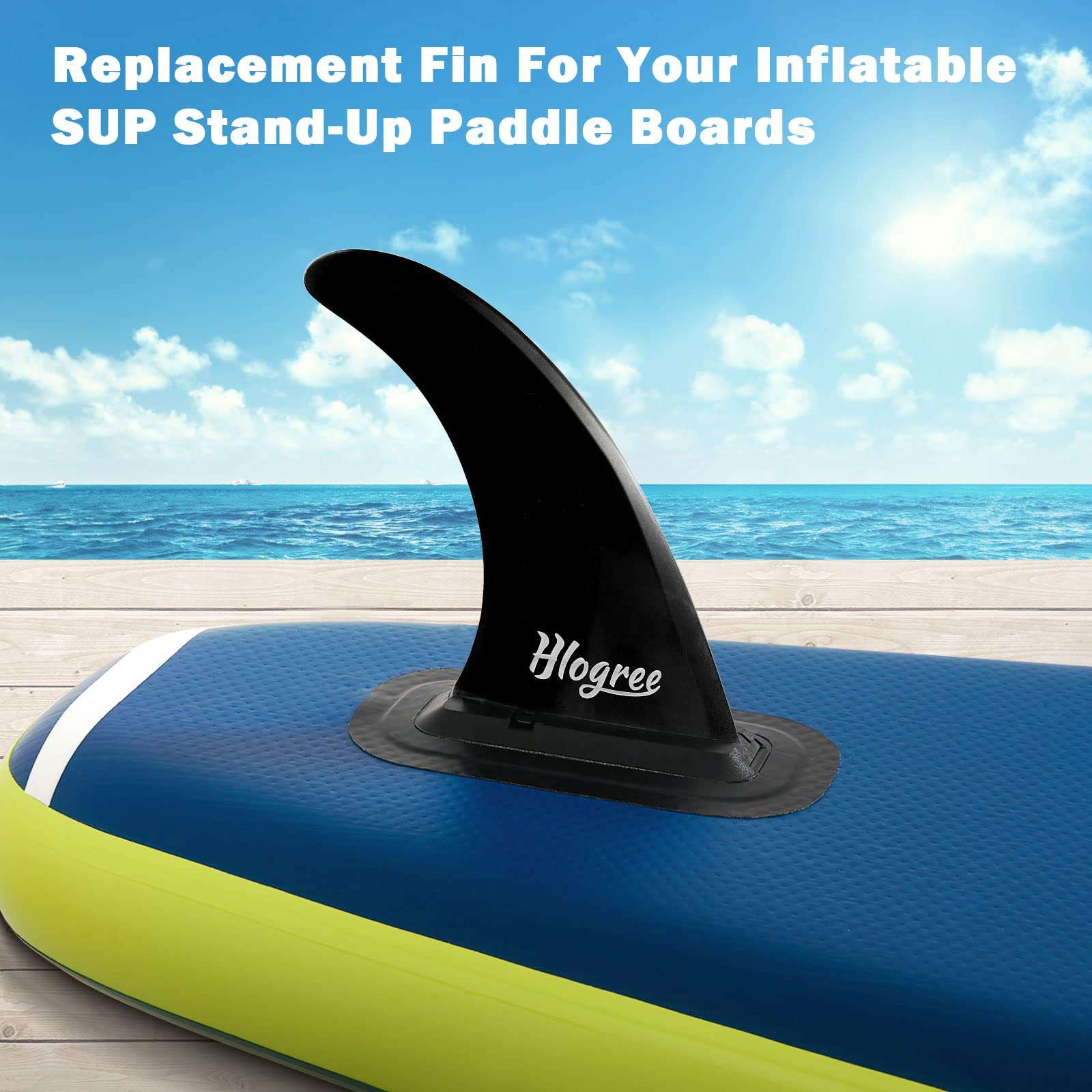 HLOGREE 9'' SUP Fin,9 INCH Surf & SUP Single Center Water Fin Quick Release DetachableStand up Paddleboard Fin - Free No Tool Fin Screw Replacement for Longboard Surfboard Stand-Up Paddleboards -Black 5