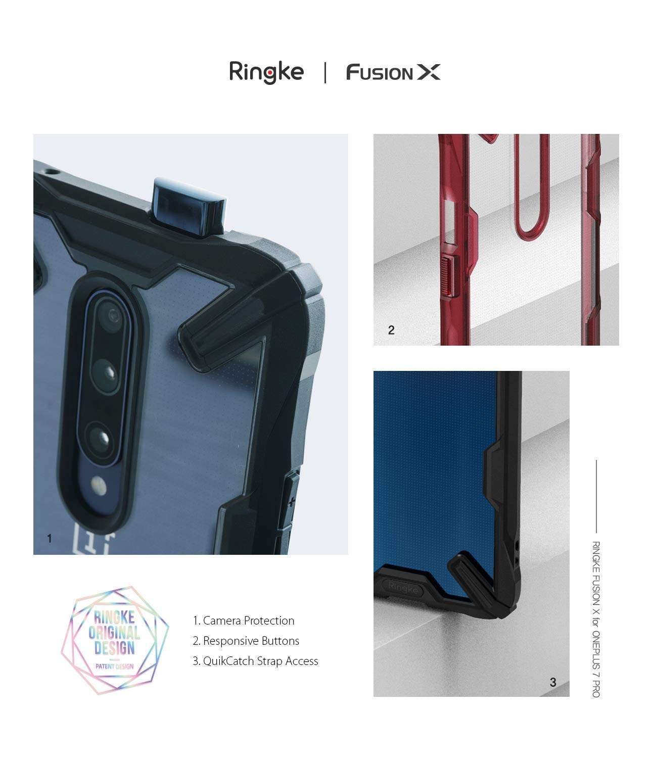 Ringke Fusion-X Designed for OnePlus 7 Pro Case Impact Resistant Protection Cover for OnePlus 7 Pro 5G (6.7") - Ruby Red 2
