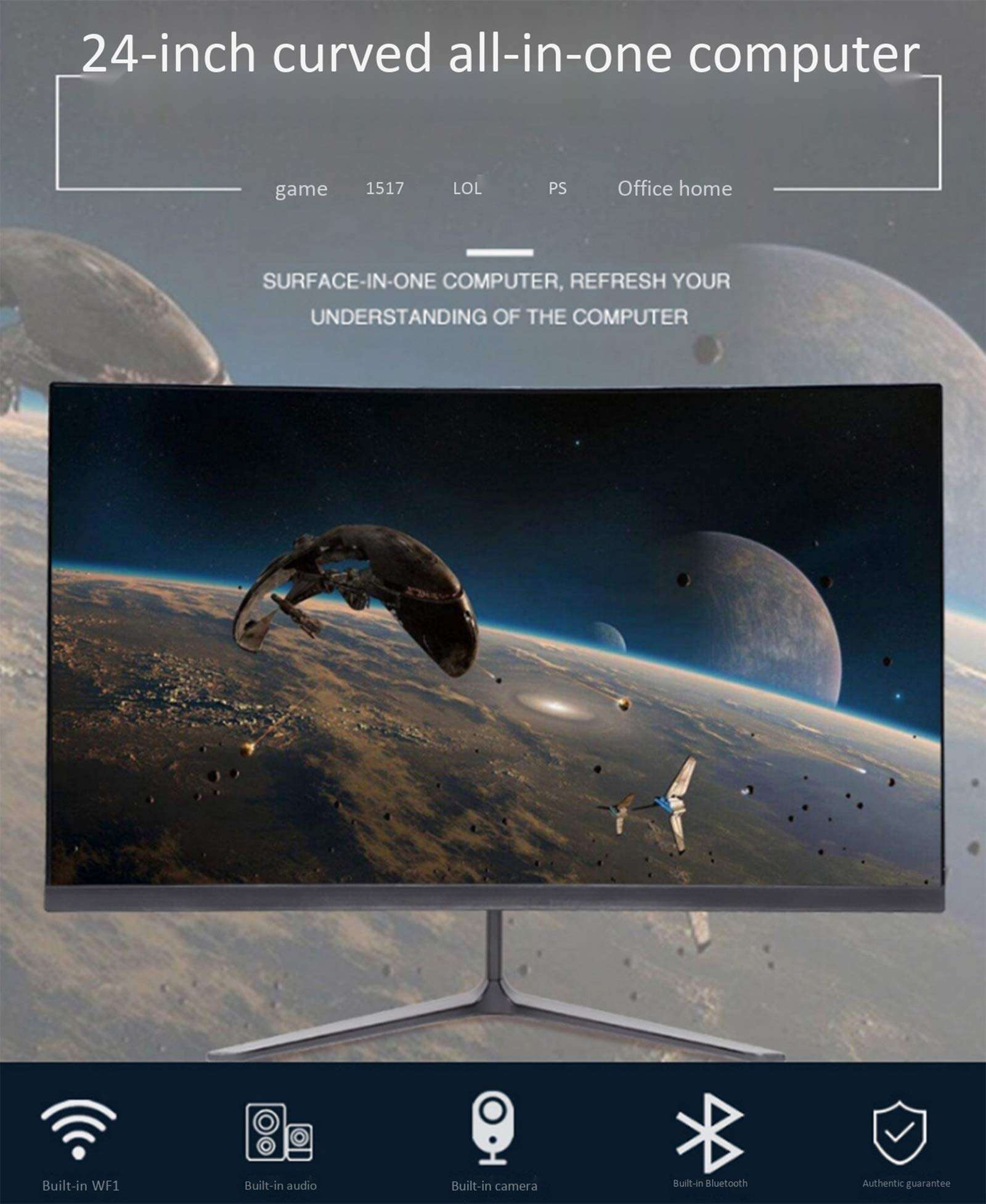 TANGTANG All-in-One Desktop Computer, 23.6 Inch Curved All-in-One, I3-2310M/I5-4300M Processor 4G+128G, Apply to Design/Office/Home,i3/2310M 2