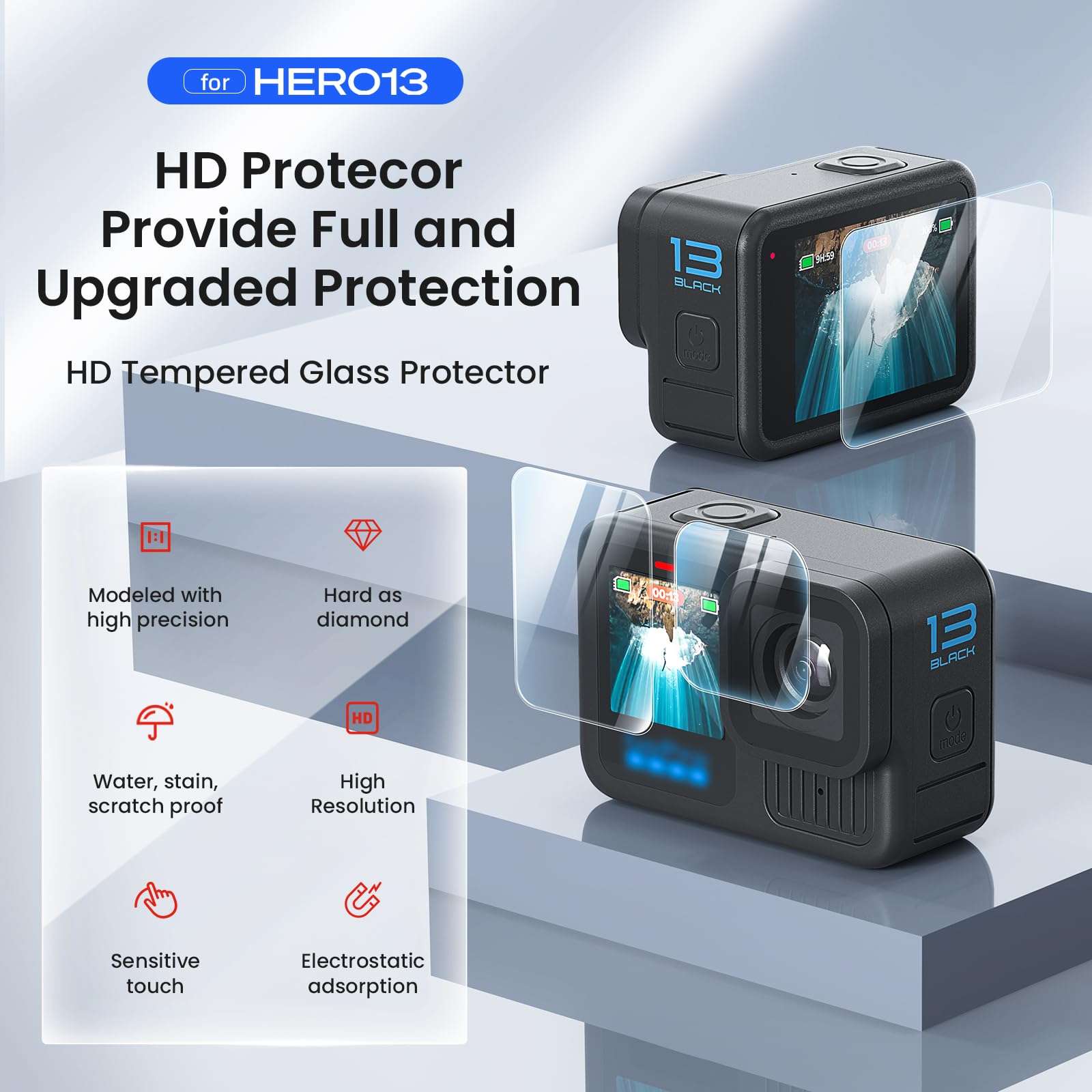 Aovee Silicone Protective Case Cover,Screen and Lens Protector for GoPro Hero 13 (Black) 6