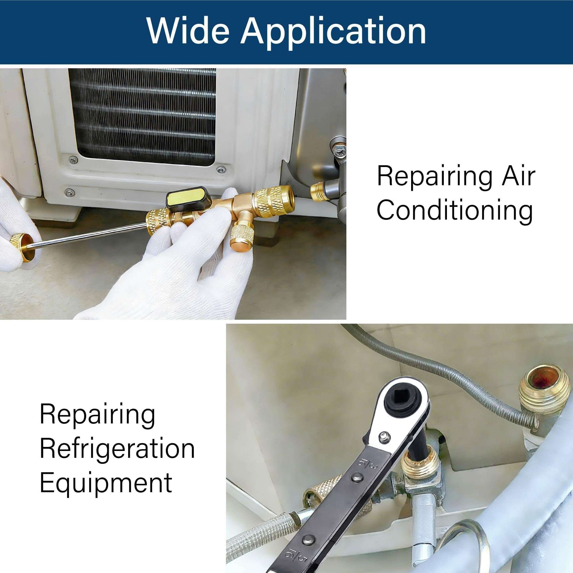 CALPOSE Valve Core Remover Installer Tool and HVAC Service Wrench Set, HVAC Core Removal Tool with 1/4" & 5/16" SAE Compatible, Fits R410A R22 R134a Systems, AC Refrigeration Repair Tool Kit 3
