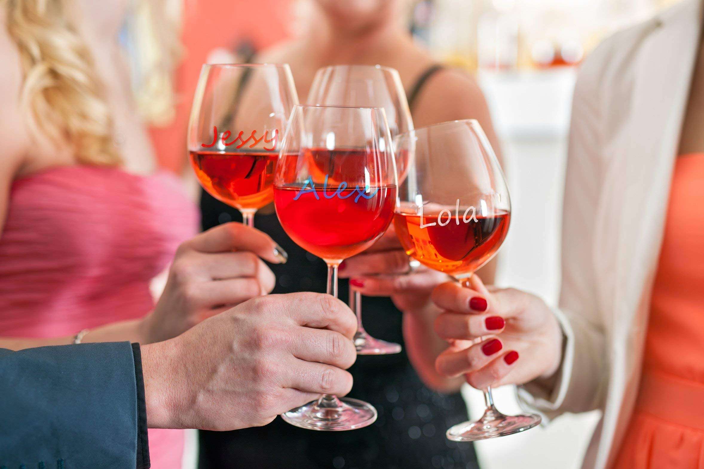 Name It Marker, Metallic Wine Glass Pens, Food Grade Ink in Fun Colors! Personalize Your Drinks Like Wine Charms , Set of 8 6