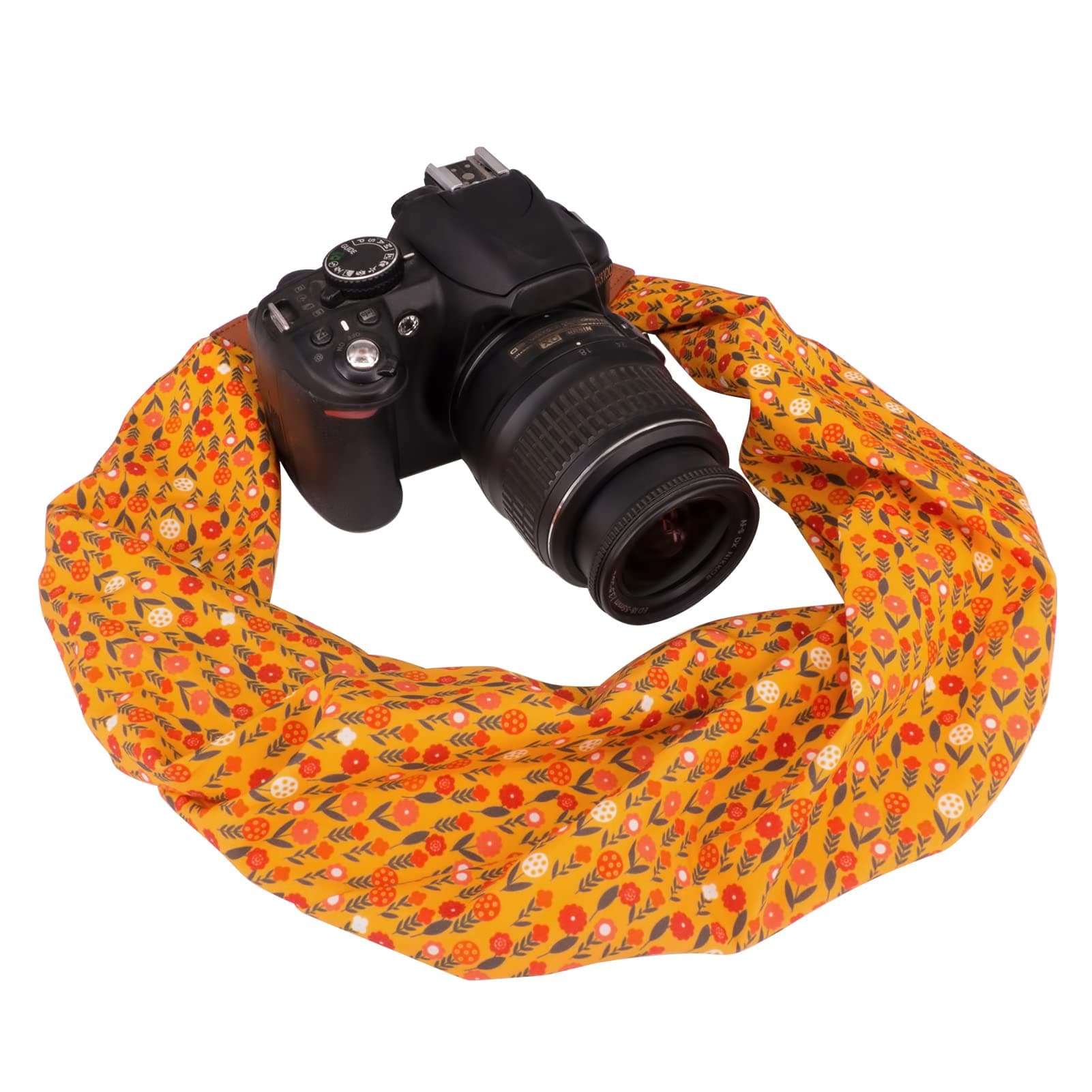 Wolven Soft Scarf Camera Neck Shoulder Strap Belt Compatible with All DSLR/SLR/Digital Camera (DC) / Instant Camera Etc, (Yellow Flower) 3