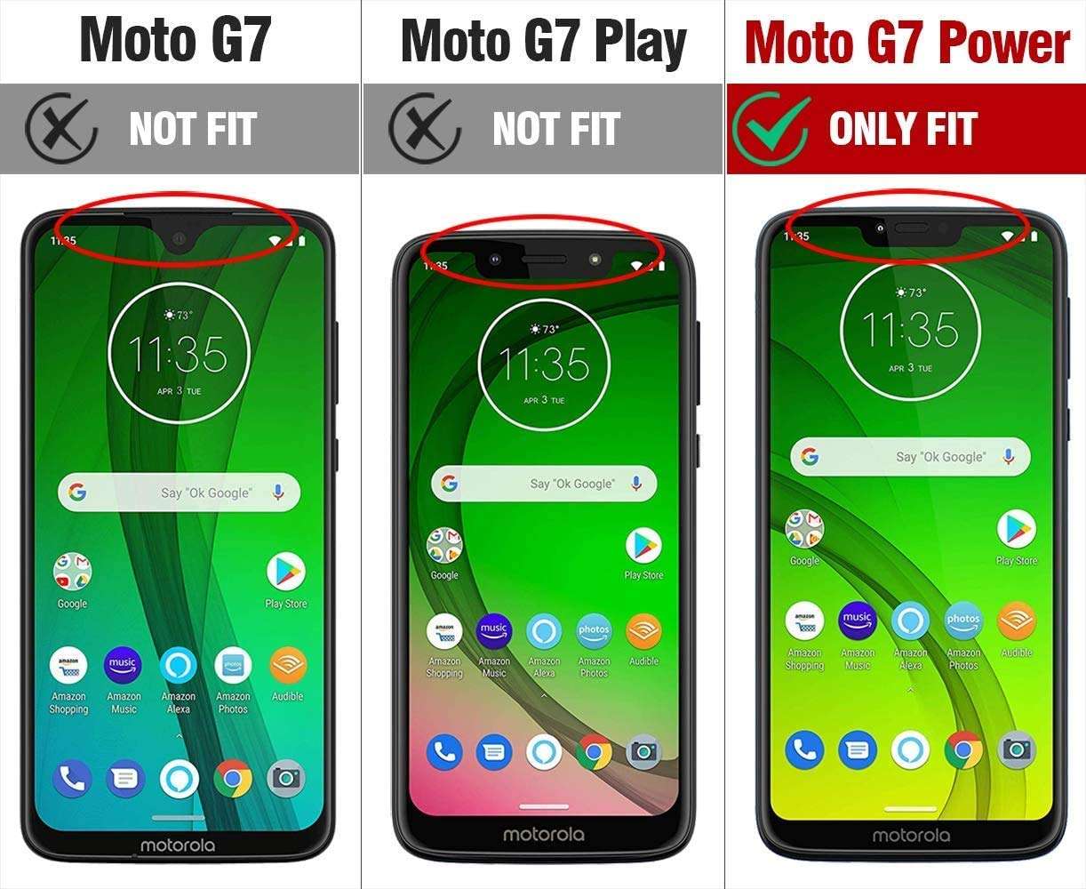 E-Began Moto G7 Power Case with Built-in Screen Protector, Motorola Moto G7 Supra/Moto G7 Optimo Maxx (XT1955DL), Full-Body Protective Rugged Bumper Cover, Transparent Clear Back Durable Case -Matte 6