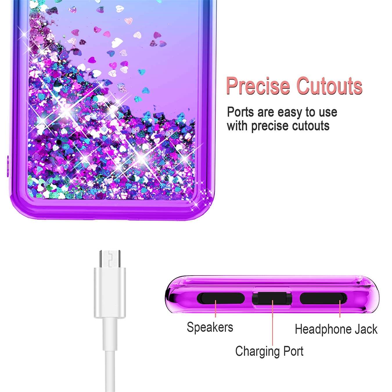 Tmacker for T-Mobile Revvl 4 Case,TCL Revvl 4(Not Fit 4 Plus) Phone Case,TPU Glitter Quicksand Shockproof Protective Phone Cover for Girls Women-Teal/Purple 6