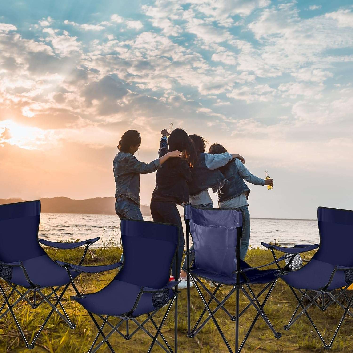 CBEX Folding Camping Small Chair, Portable Fishing Beach Outdoor Collapsible Big Size Chairs (Steel & Polyester, Multicolor) (CB-RE08) 3