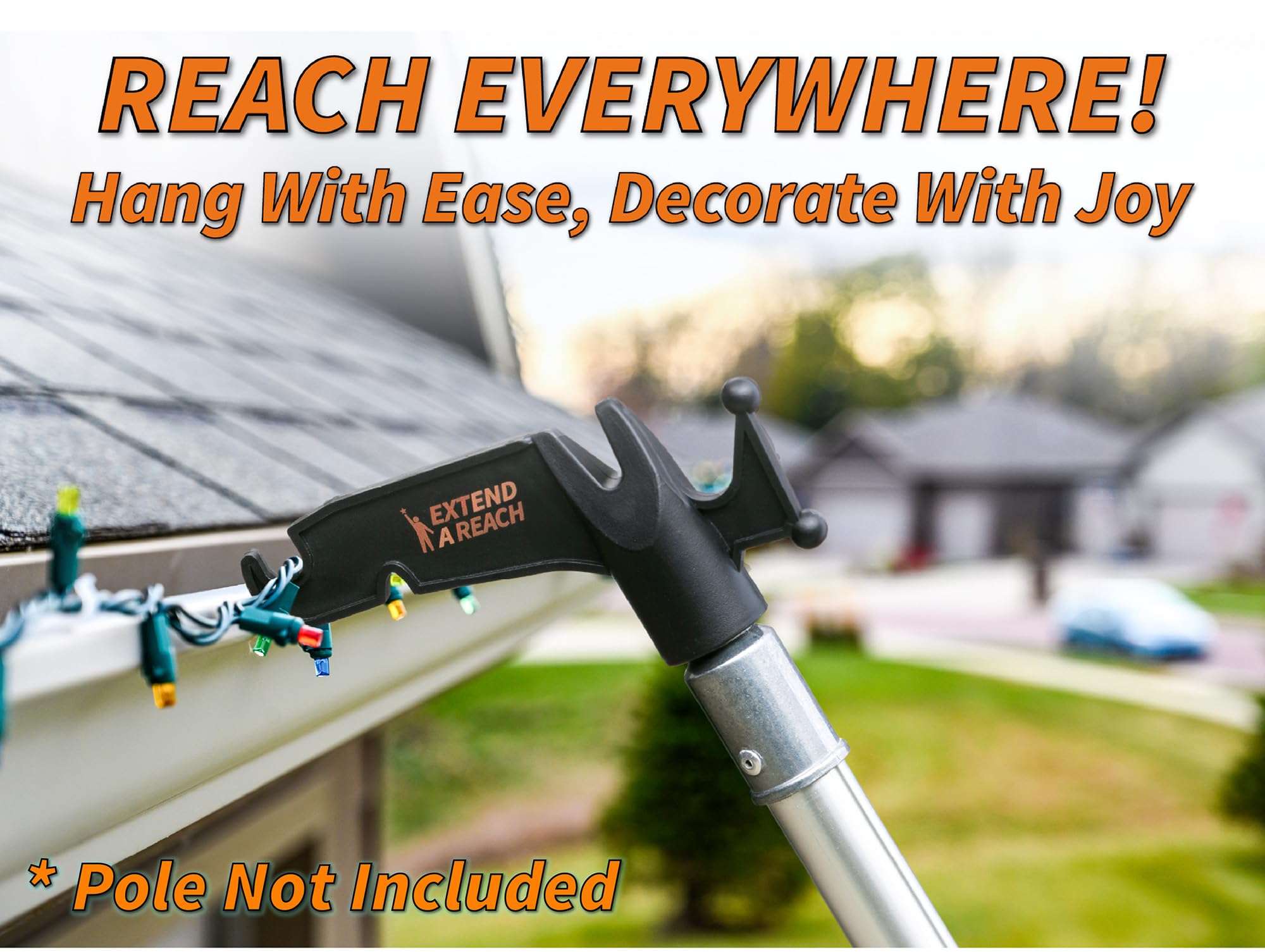 EXTEND-A-REACH Christmas Light Hanger Tool Attachment (Attachment Only) // Christmas Light Installation, String Lights, Birdfeeders // Twist-On Utility Hook Fits Standard ¾ Acme Threaded Pole 4
