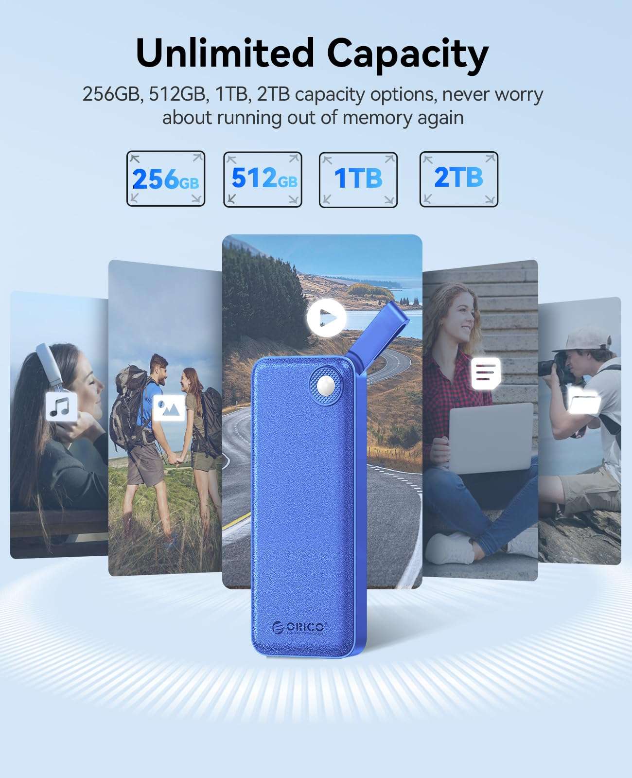 ORICO 512GB External SSD, Up to 1050MB/s, Compact with 2 in 1 USB C & A Cable, External Solid State Drives, Reliable Storage for USB C Smartphone, Tablet, PC - B10PRO 4