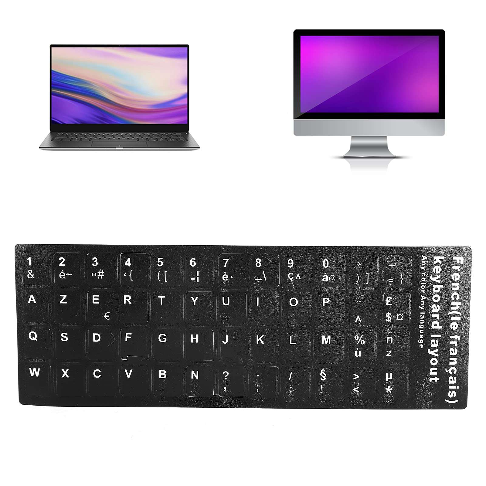 French Replacement Keyboard Sticker, Unique Coating Wear Resistant Computer Keyboard Sticker Waterproof for School Office for Home Travel 6